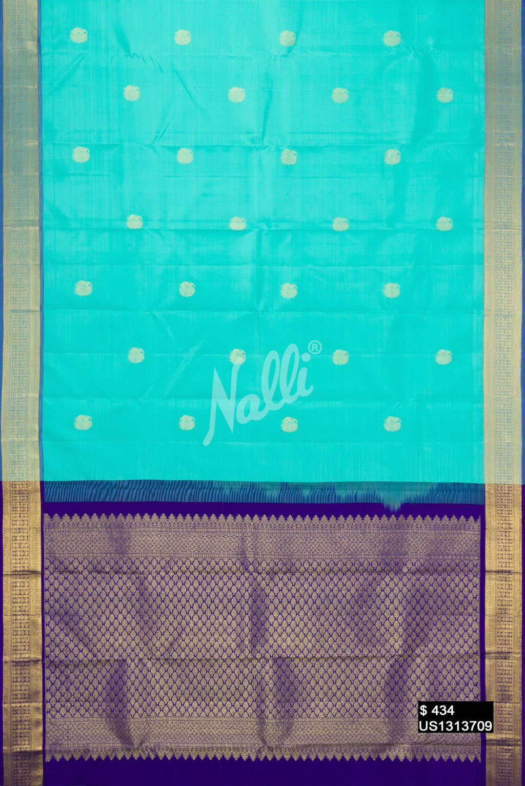 Sea Green Kanchipuram Silk Saree