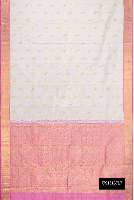 Off White Kanchipuram Silk Saree