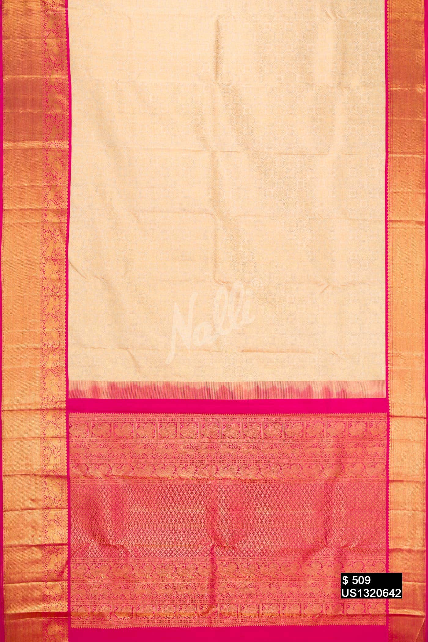 Beige Kanchipuram Silk Saree
