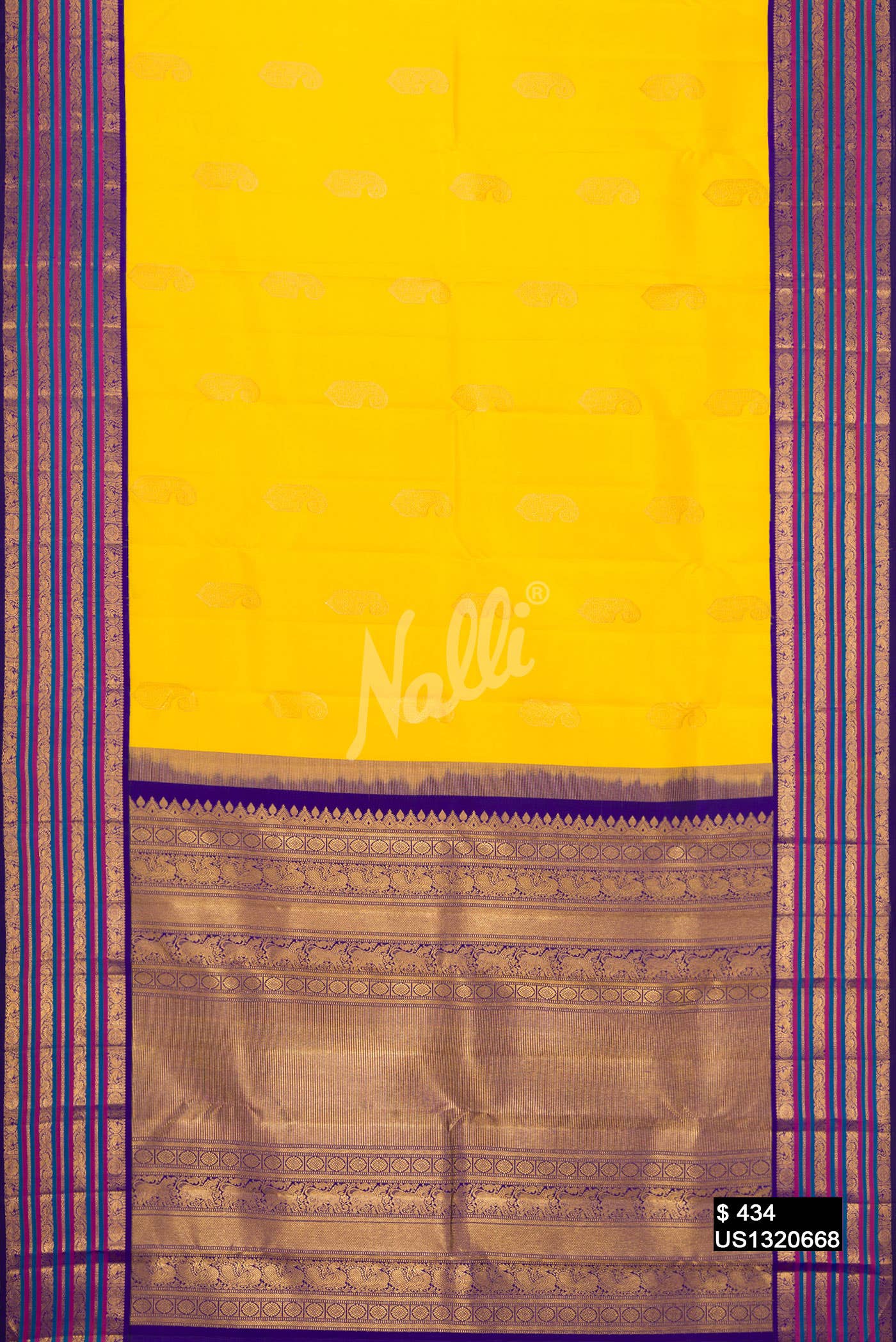 Yellow Kanchipuram Silk Saree