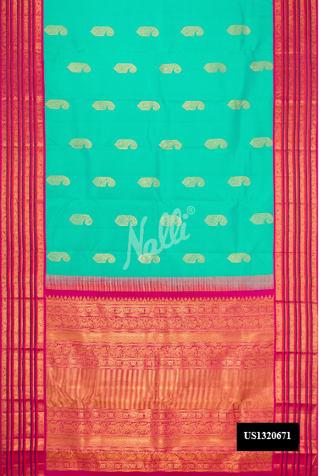 Sea Green Kanchipuram Silk Saree