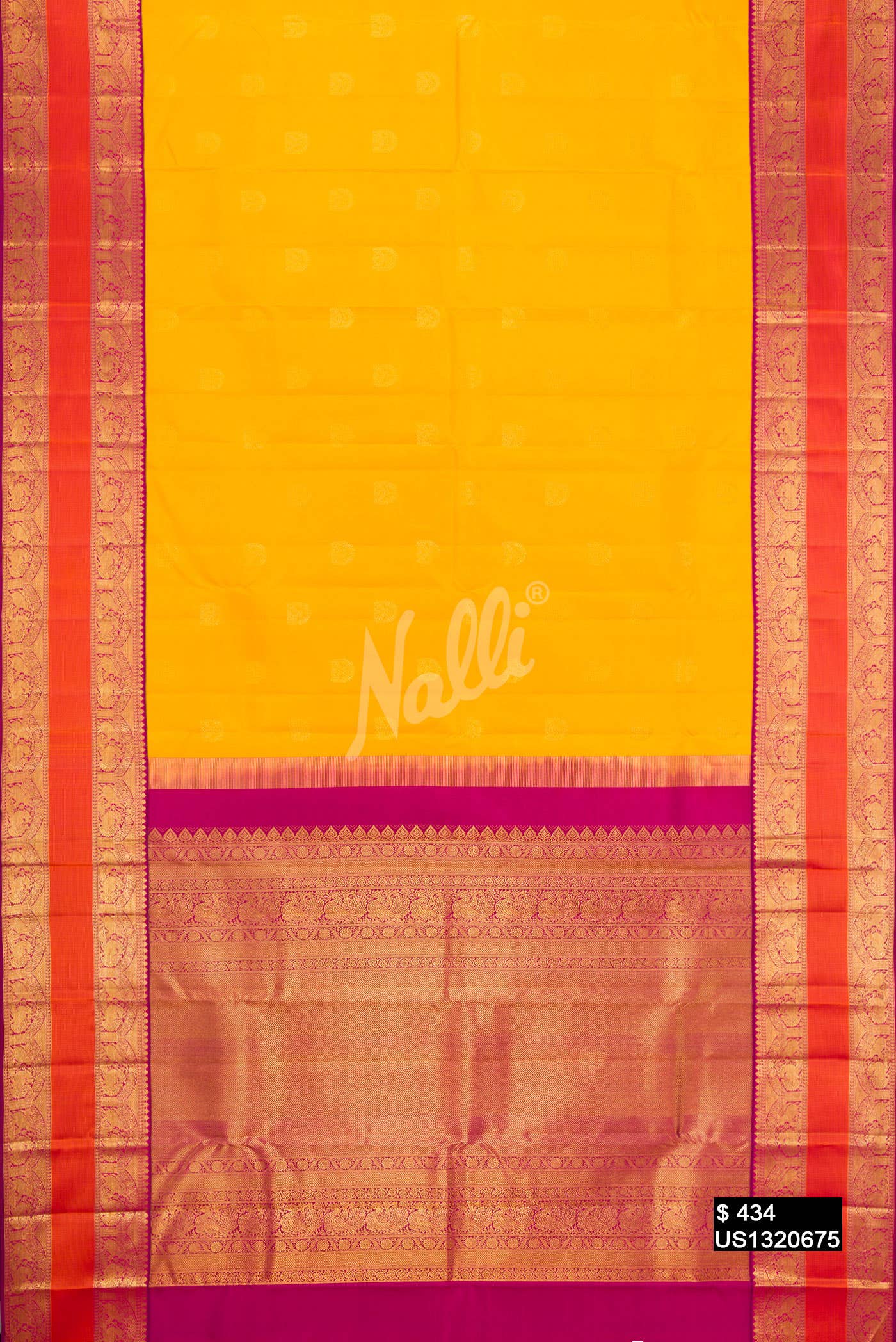 Mustard Kanchipuram Silk Saree