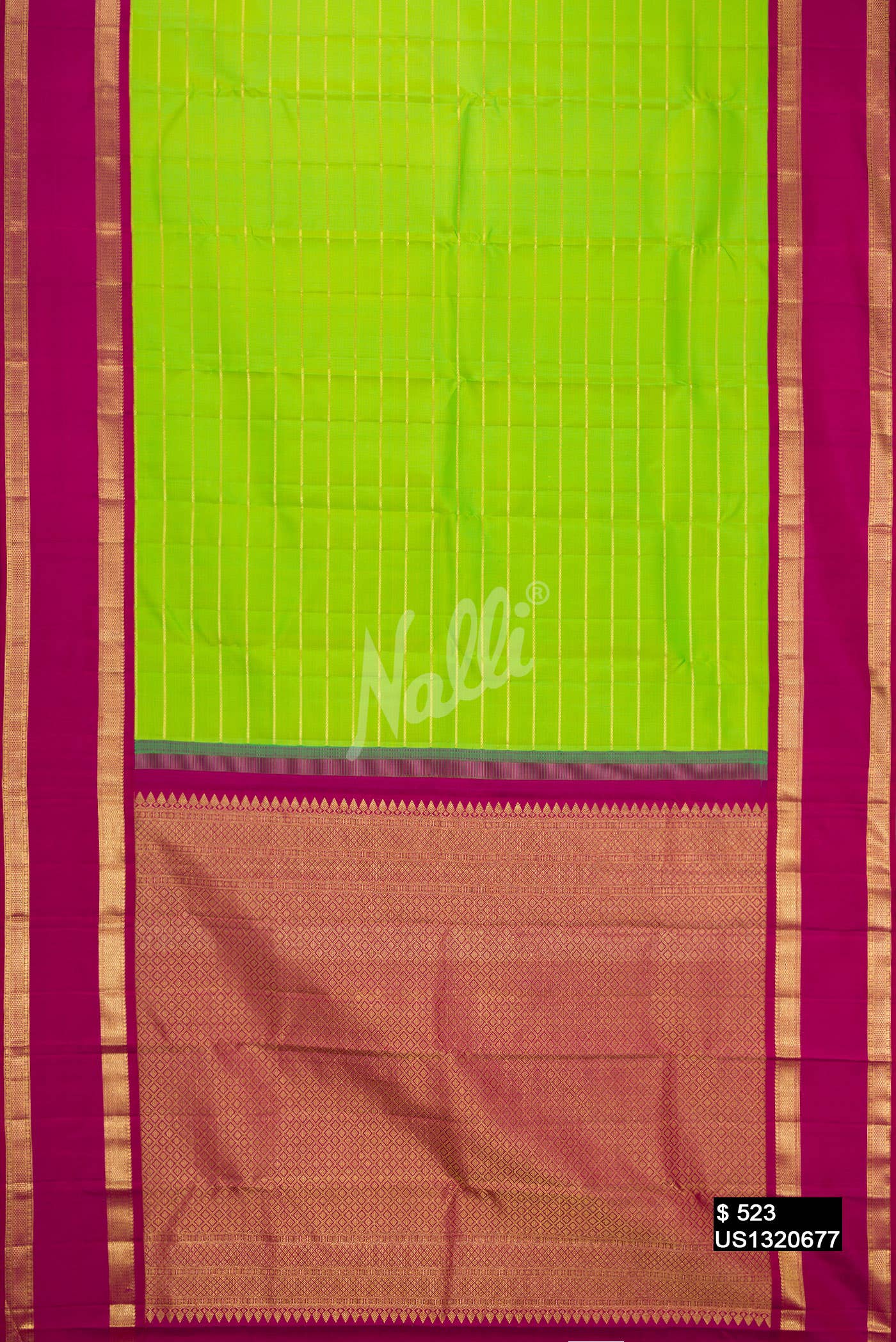 Parrot Green Kanchipuram Silk Saree