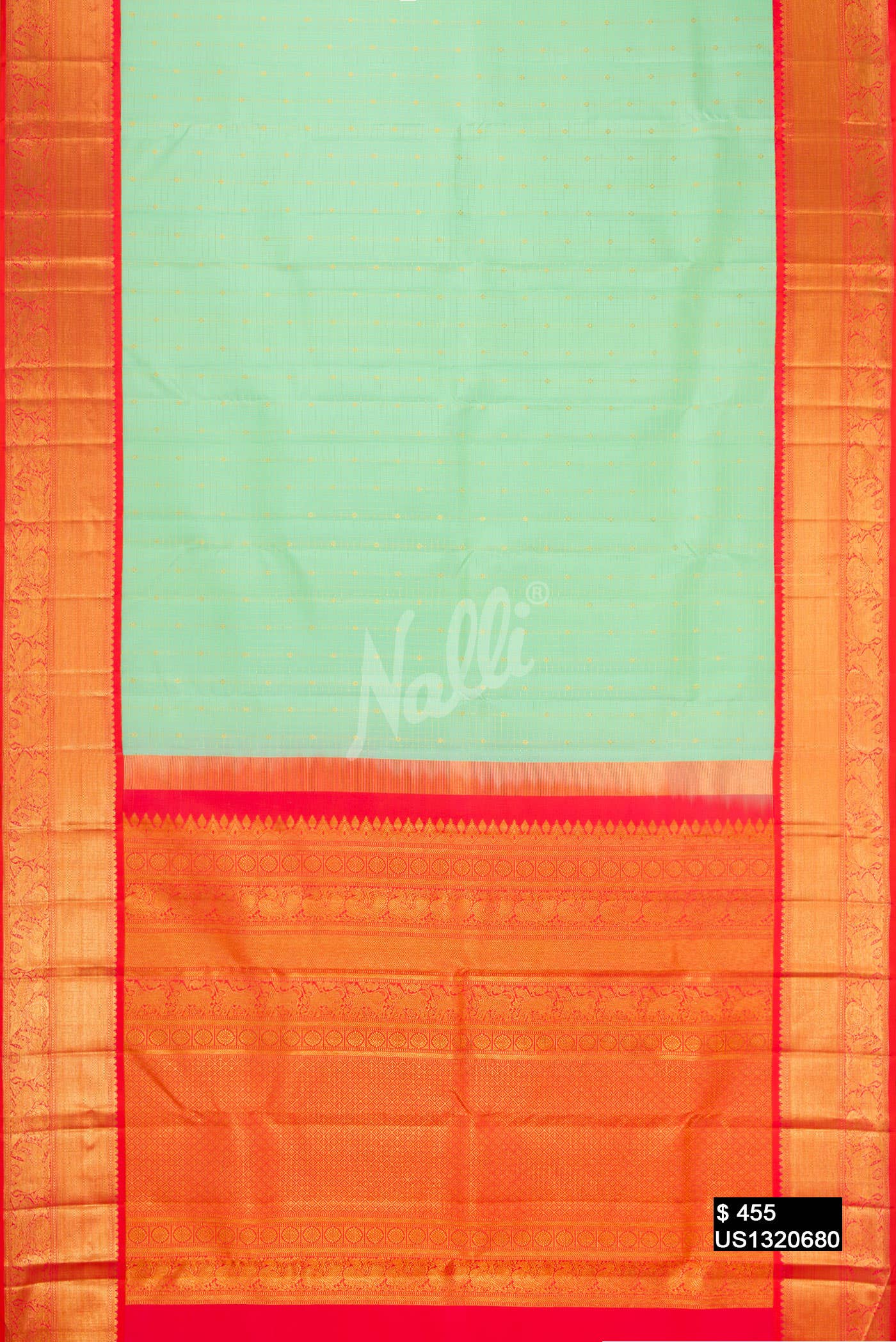 Sea Green Kanchipuram Silk Saree