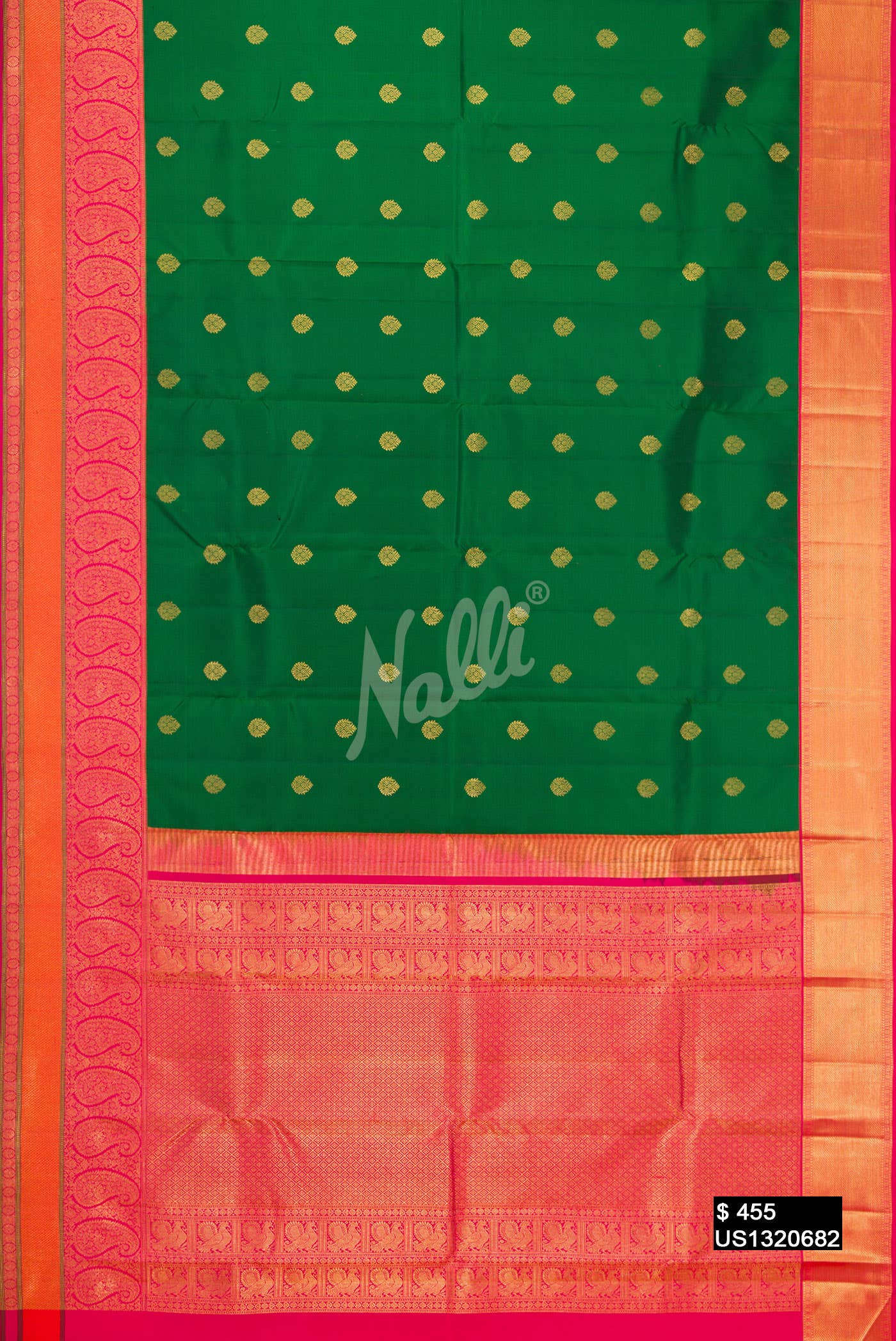 Bottle Green Kanchipuram Silk Saree