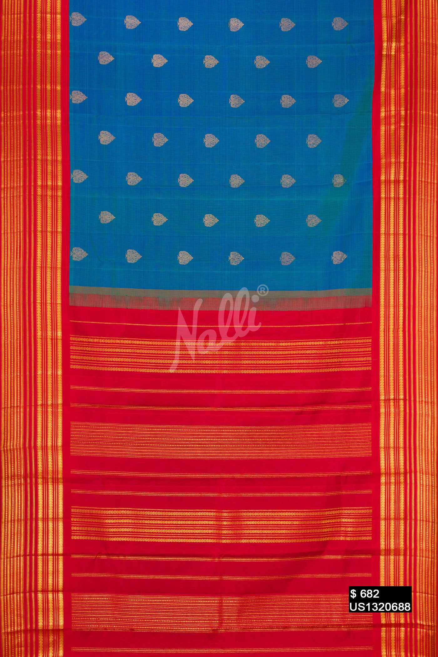 Peacock Blue Kanchipuram Silk Saree