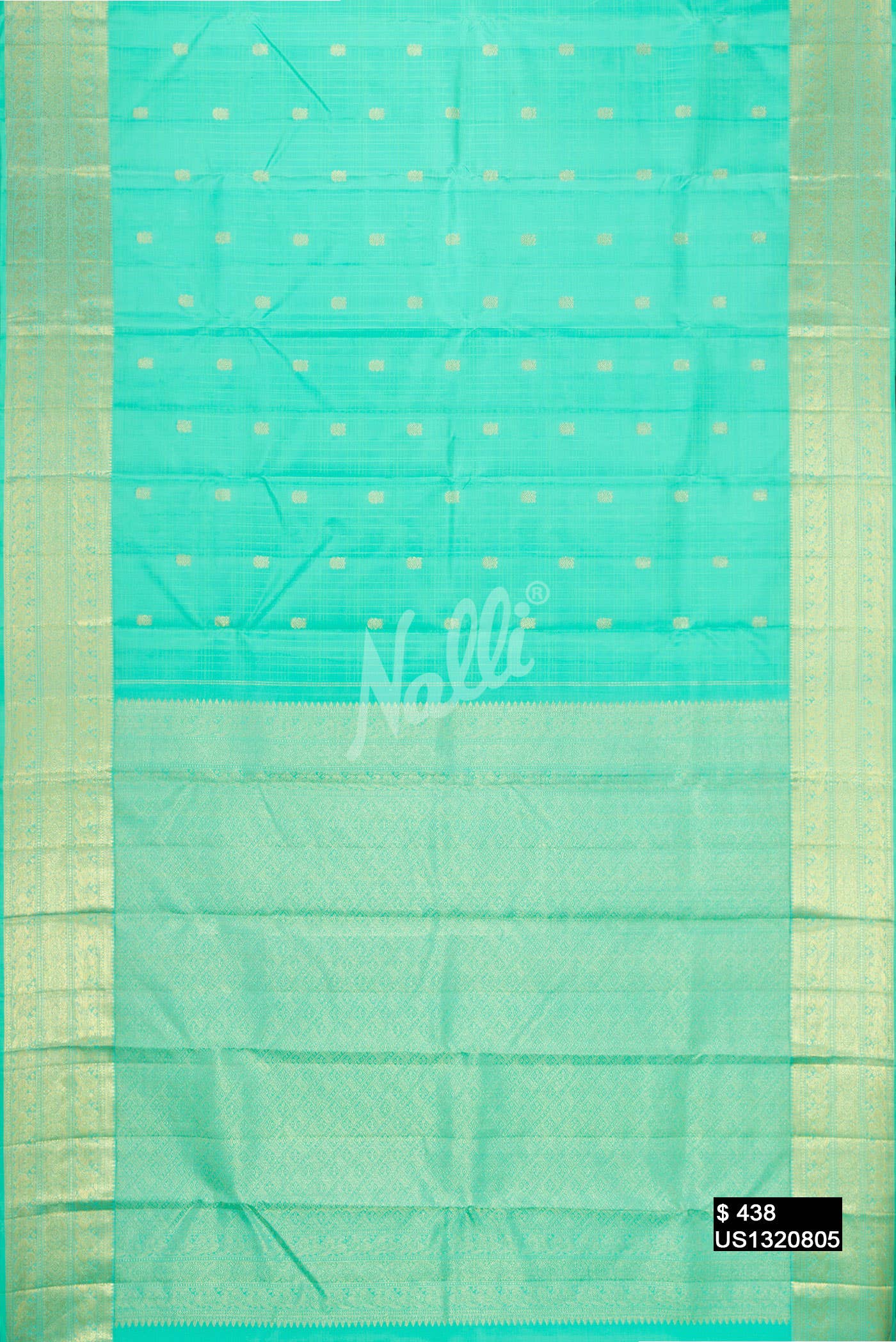 Sea Green Kanchipuram Silk Saree