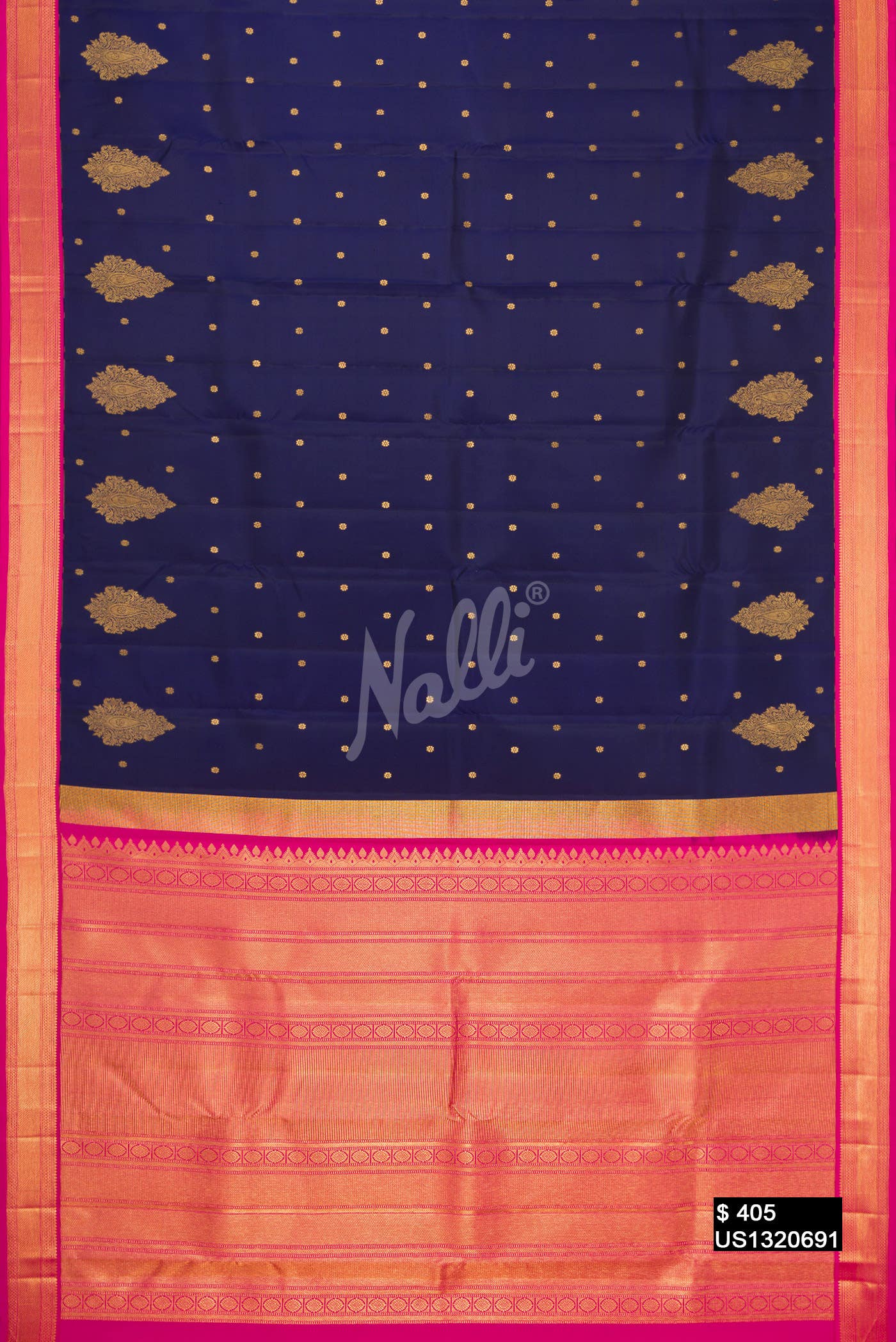 Navy Blue Kanchipuram Silk Saree