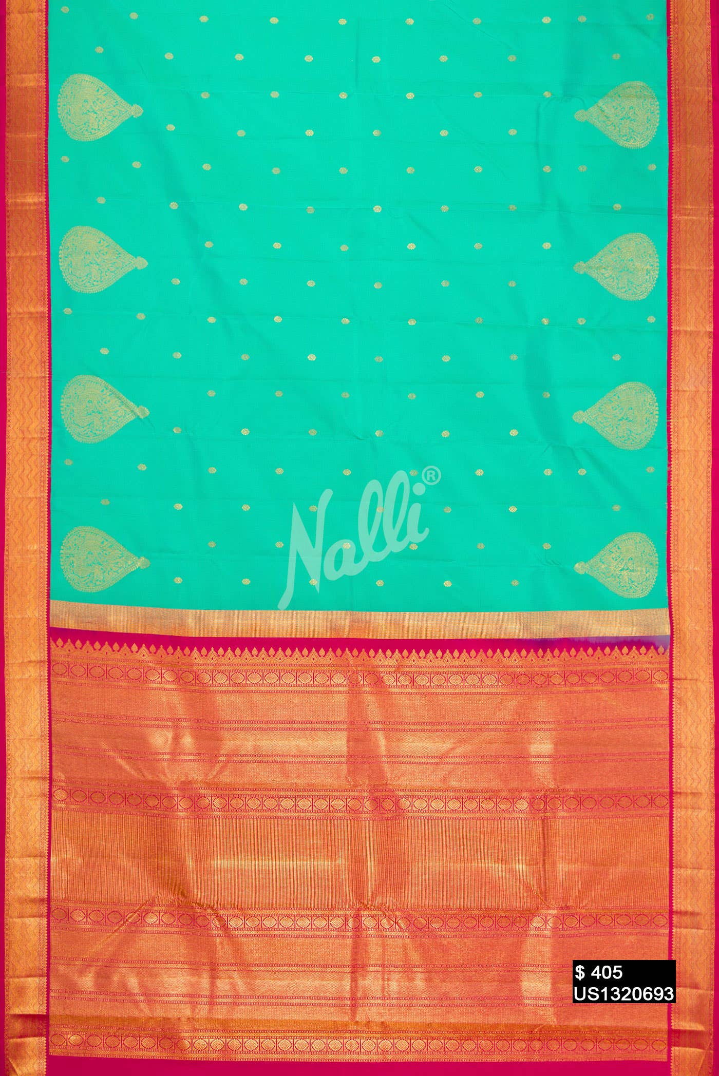 Sea Green Kanchipuram Silk Saree