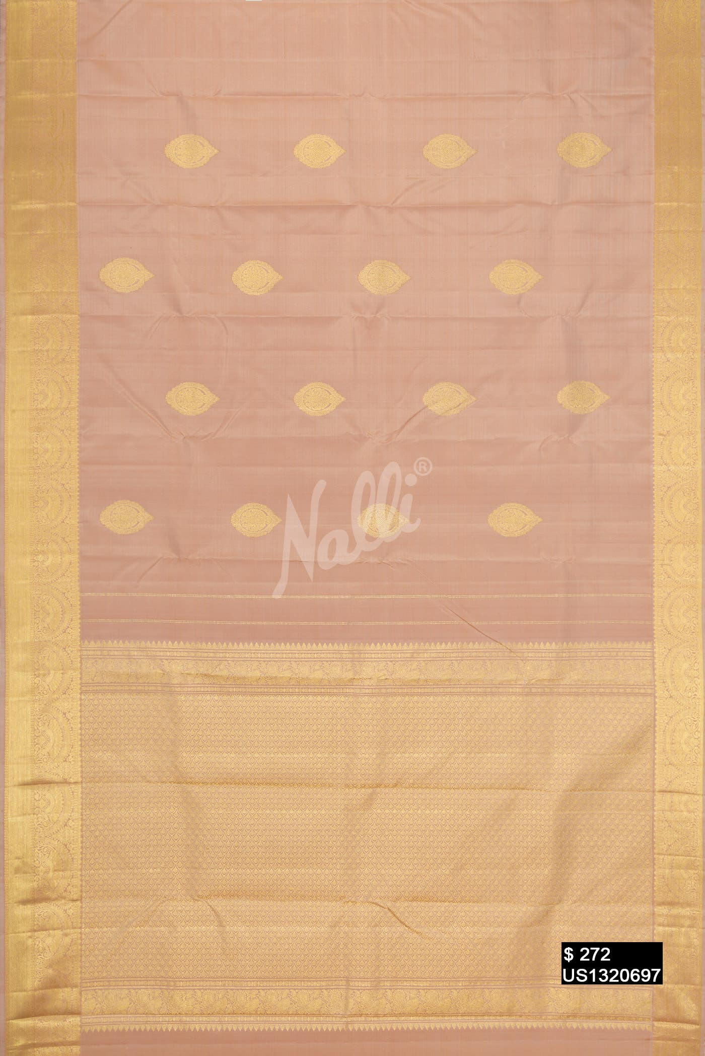 Golden Peach Kanchipuram Silk Saree