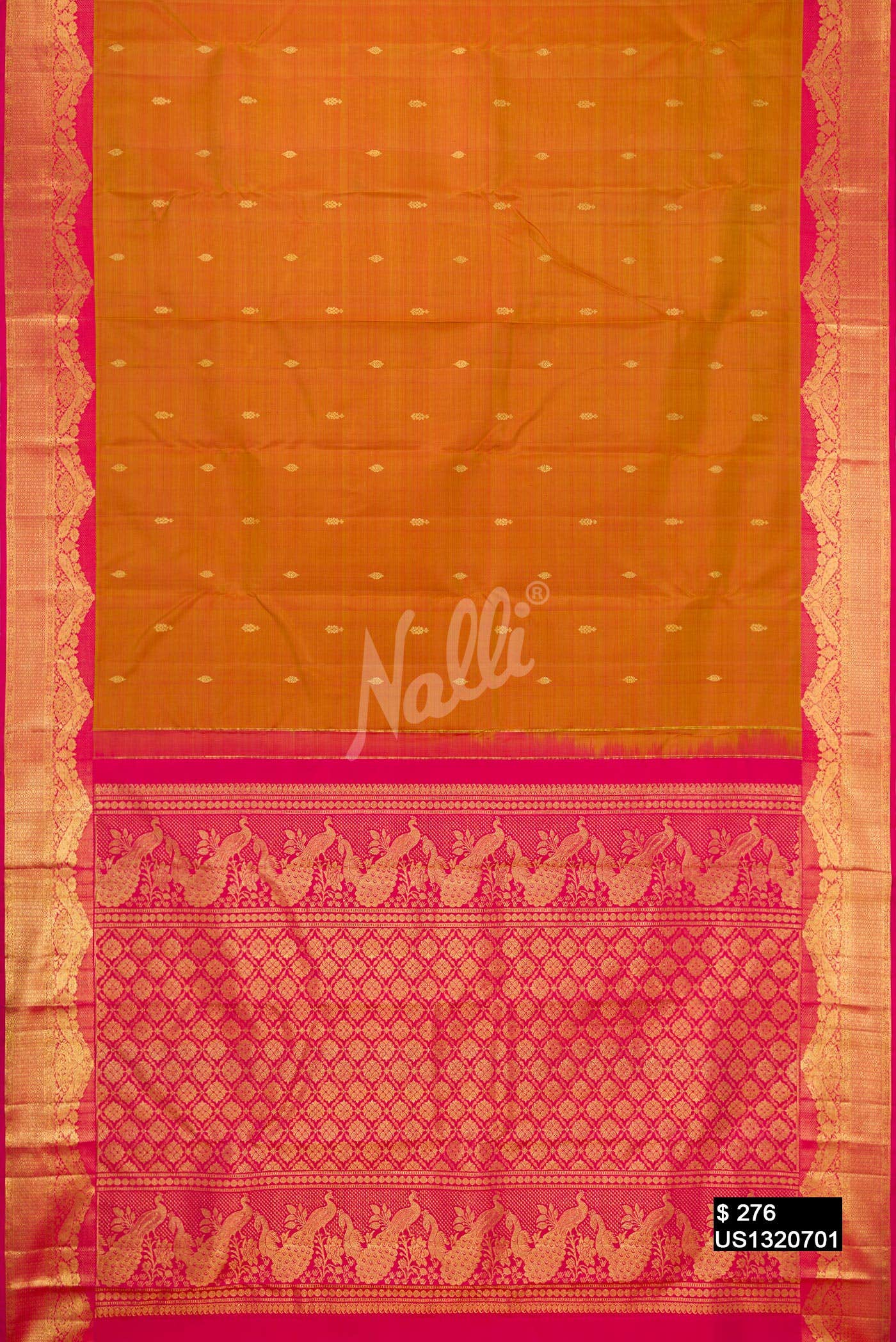 Mustard Kanchipuram Silk Saree