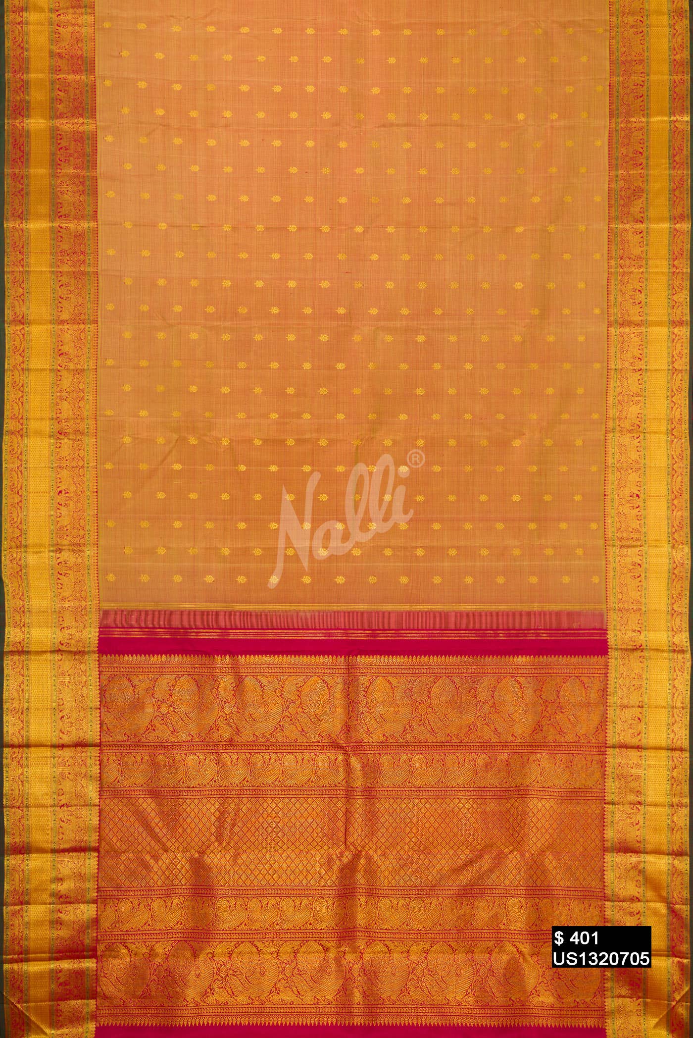 Mustard Kanchipuram Silk Saree