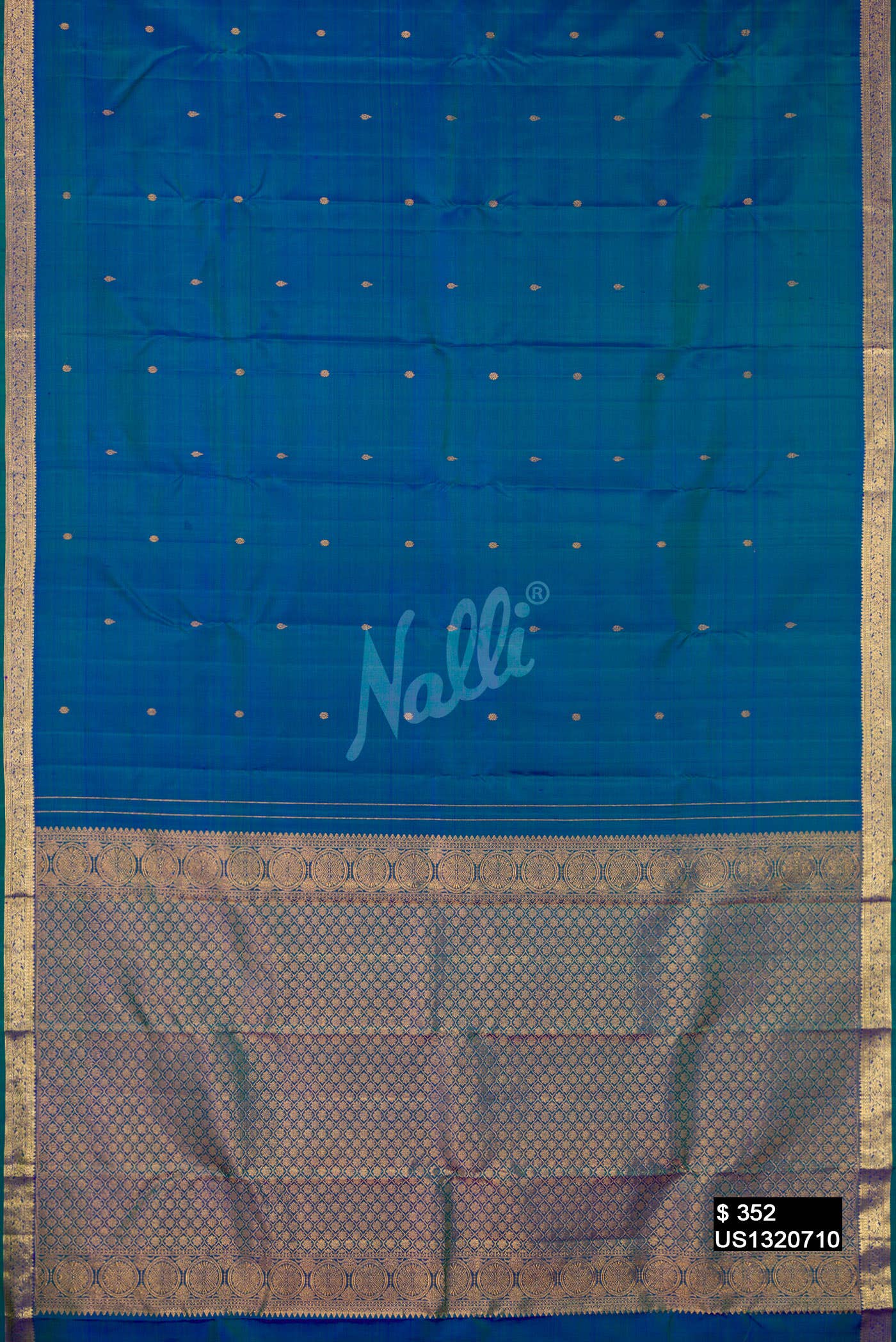 Peacock Blue Kanchipuram Silk Saree
