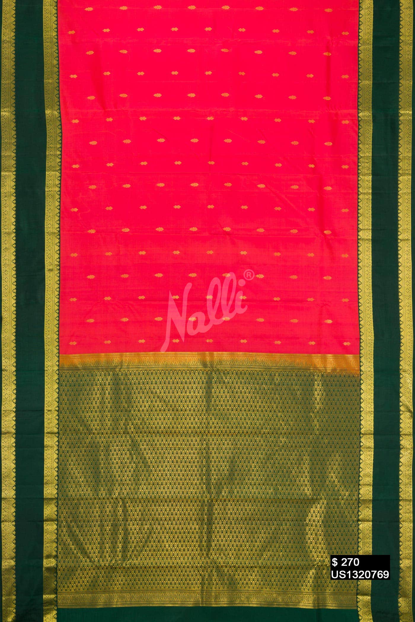 Coral Kanchipuram Silk Saree
