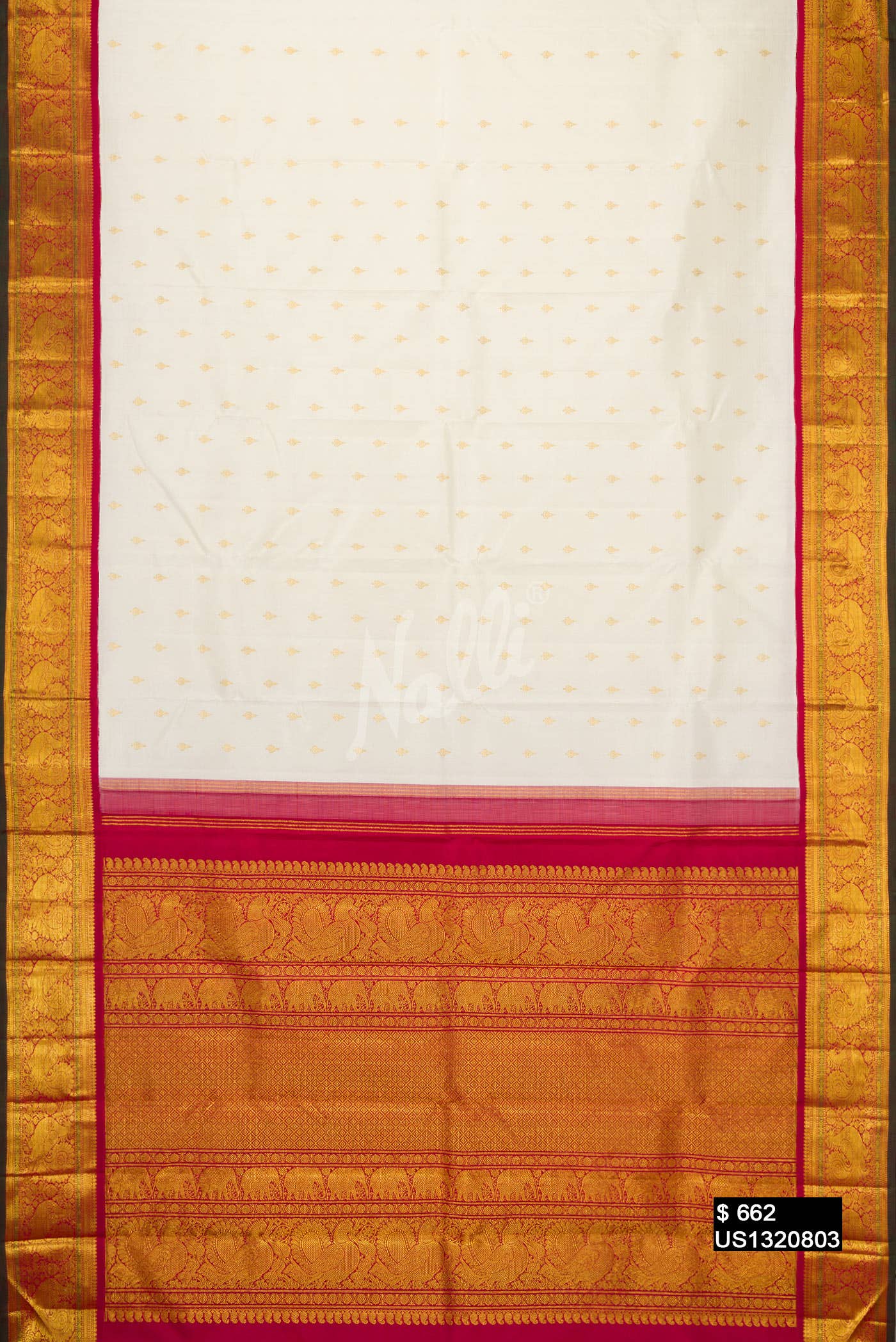 Off White Kanchipuram Silk Saree