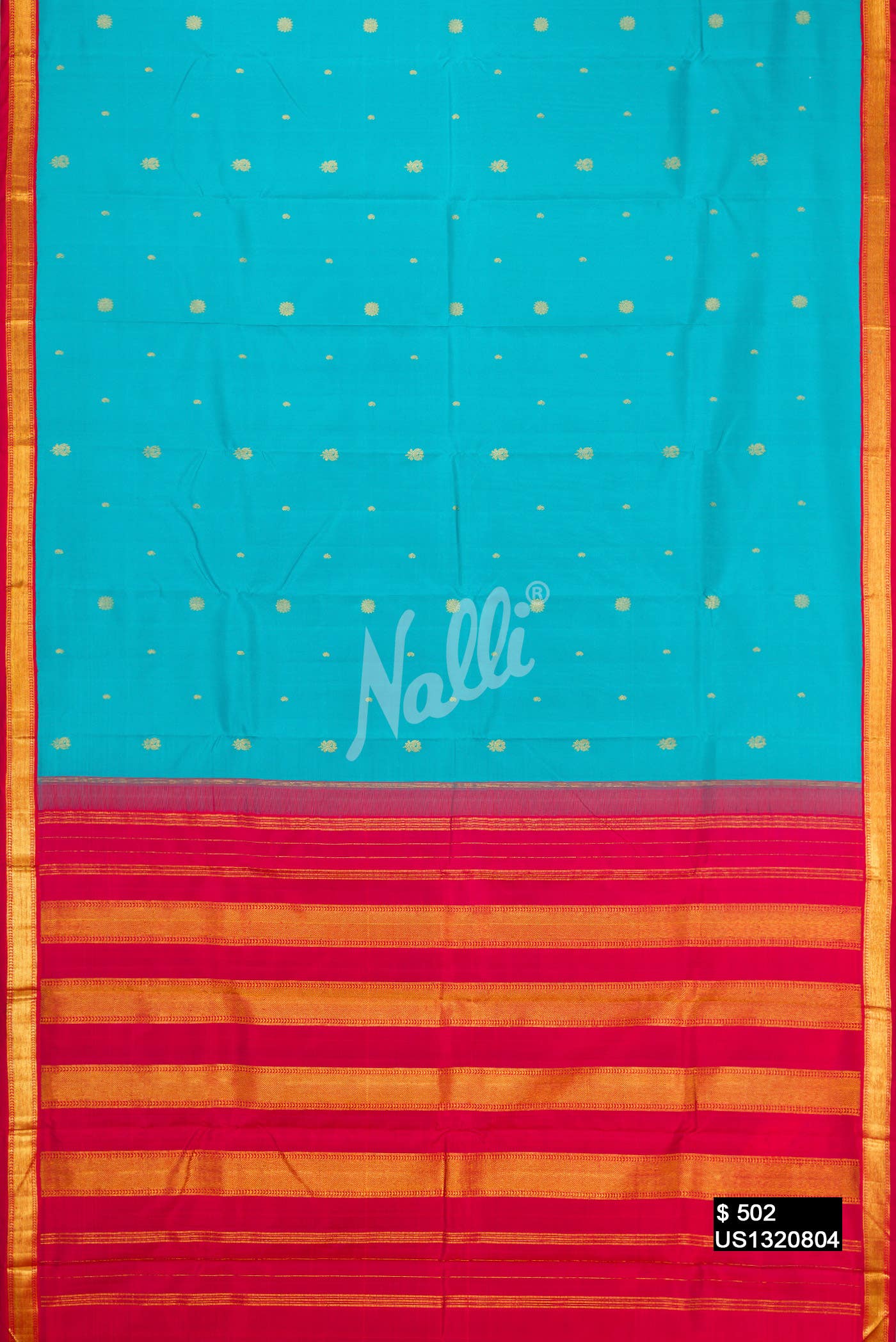 Sky Blue Kanchipuram Silk Saree
