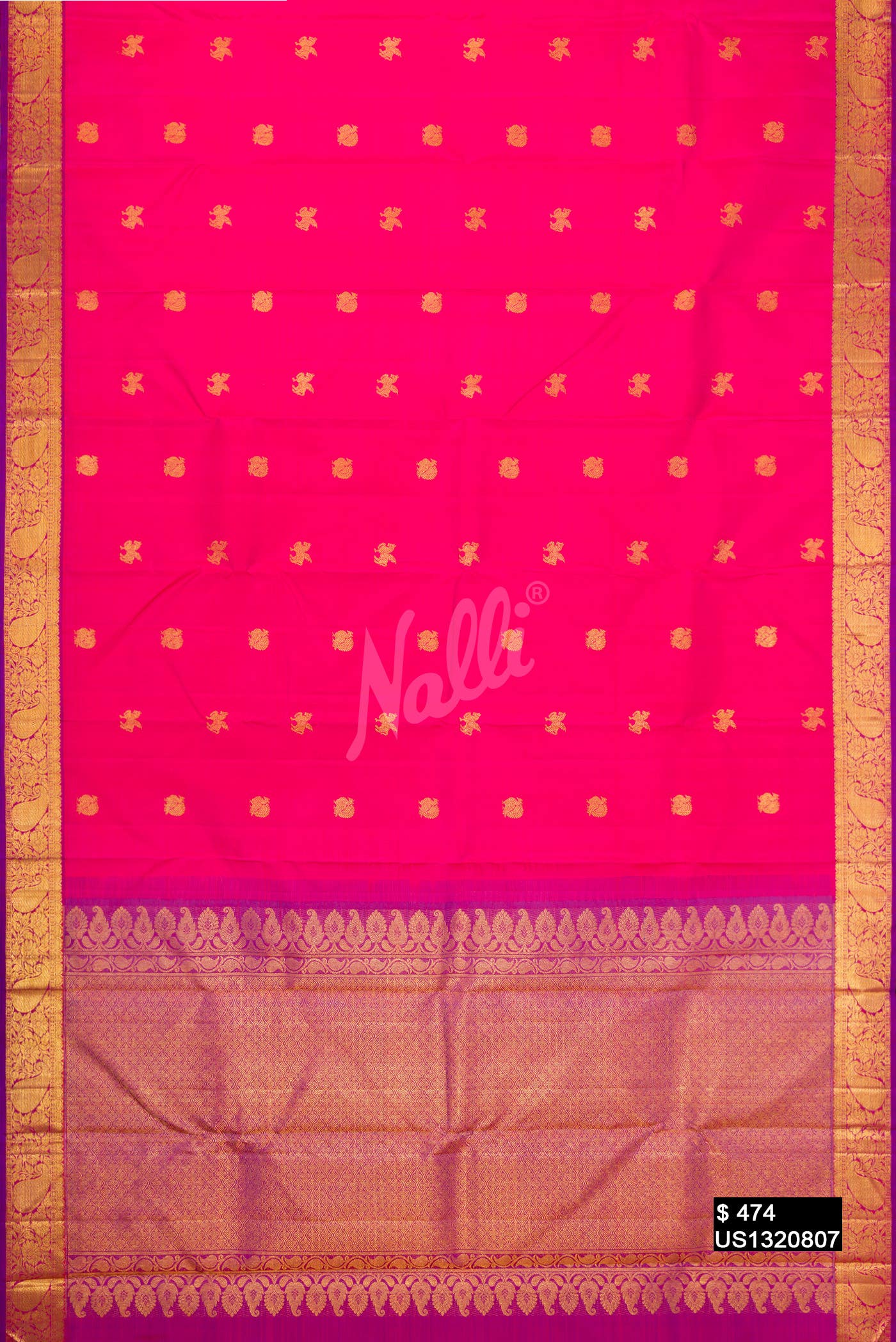 Dark Pink Kanchipuram Silk Saree