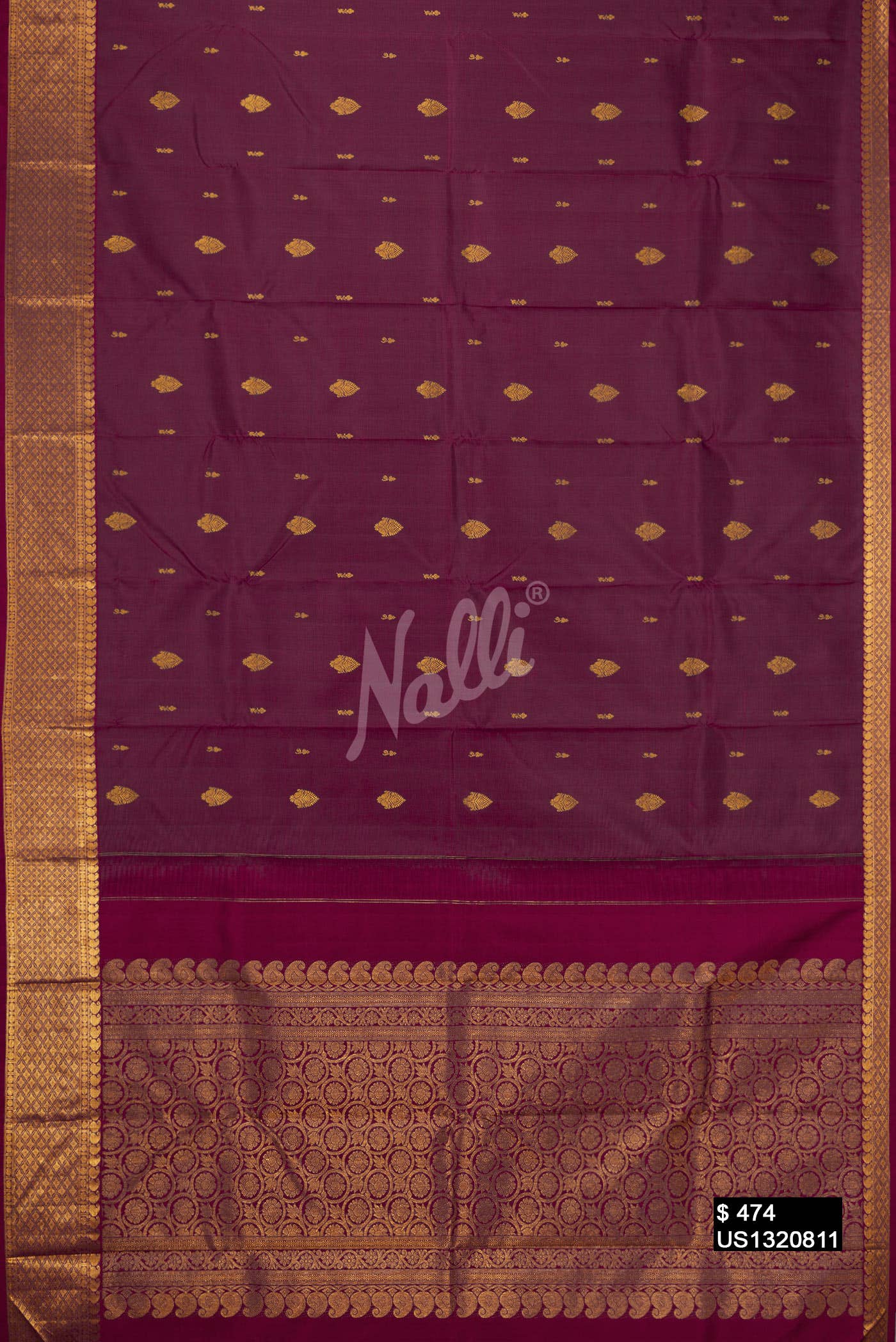 Maroon Kanchipuram Silk Saree
