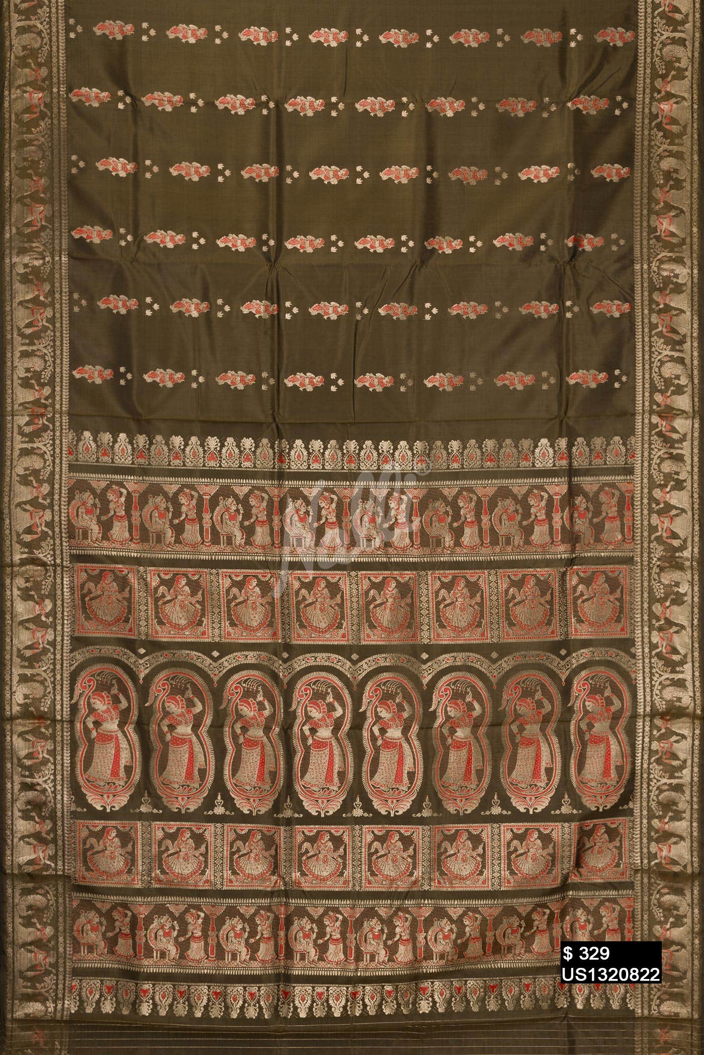 Mehandi Green Baluchari Silk Saree