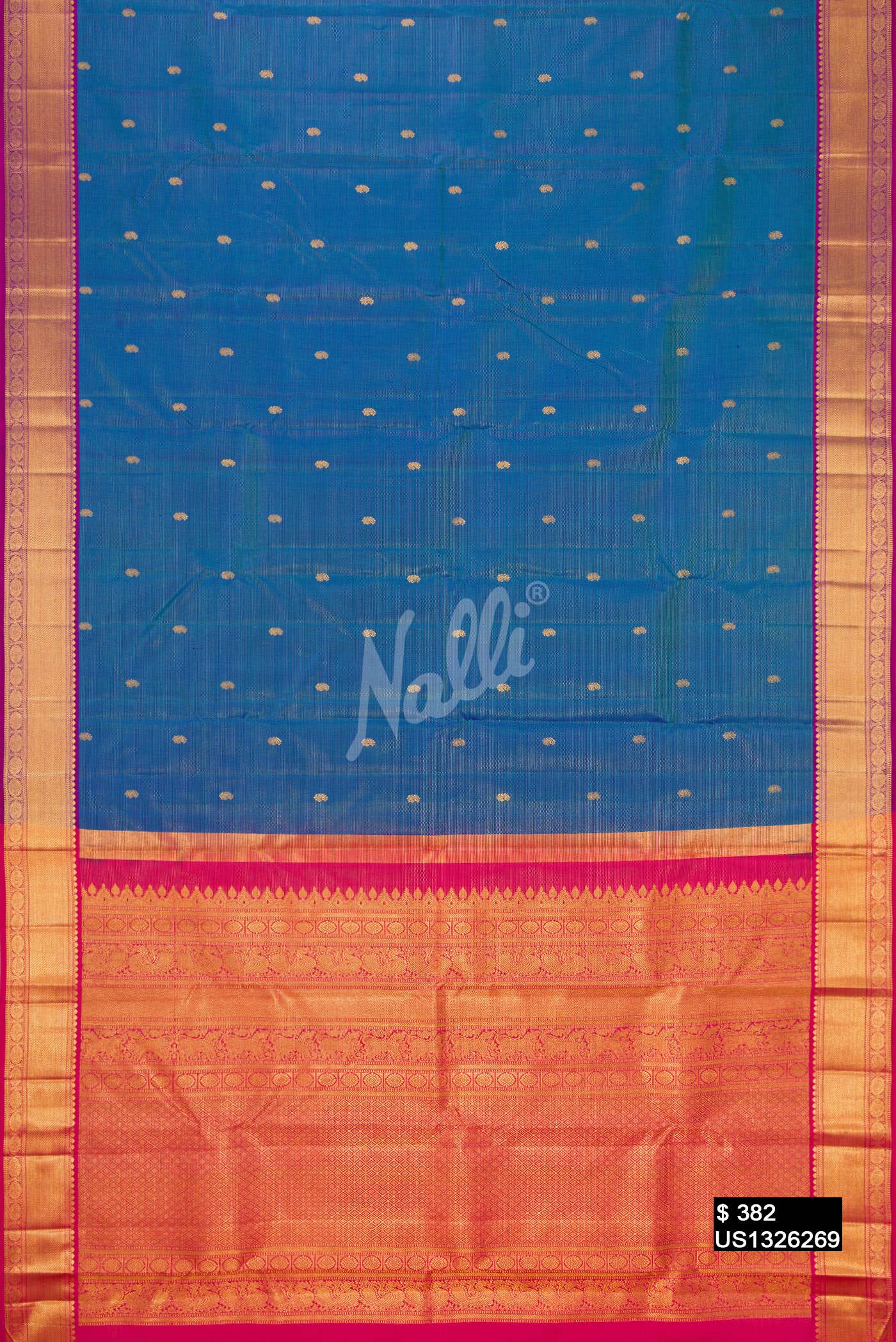 Peacock Blue Kanchipuram Silk Saree