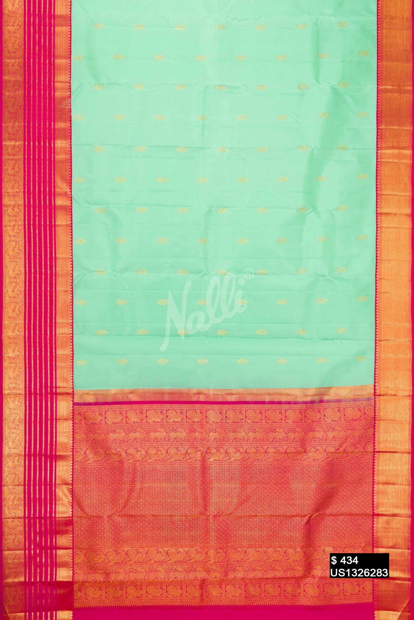 Sea Green Kanchipuram Silk Saree