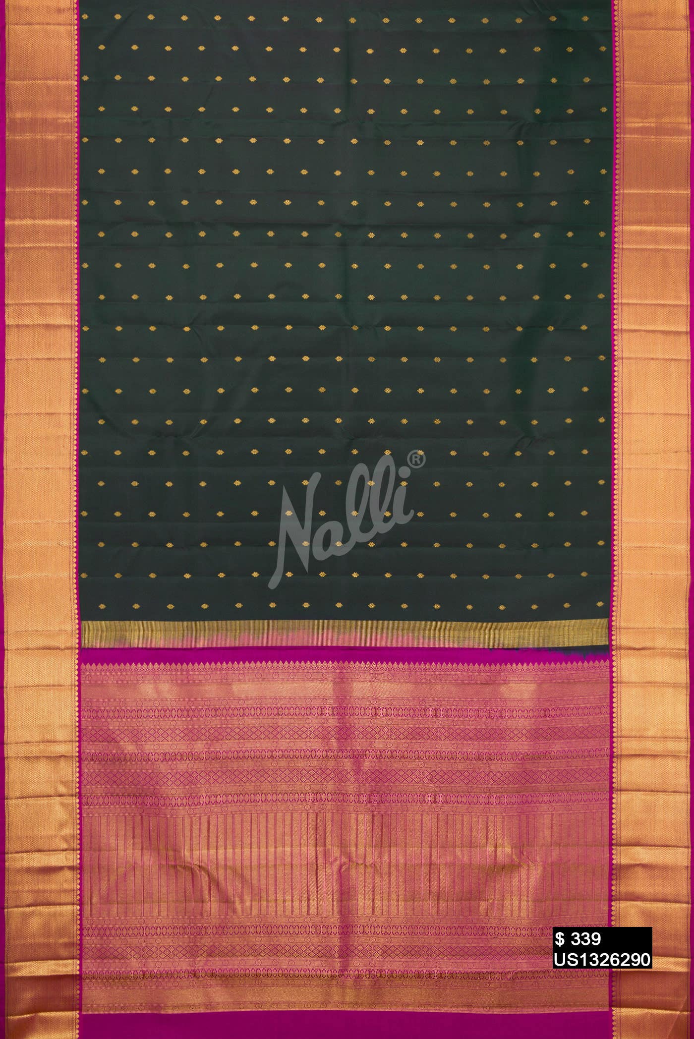 Bottle Green Kanchipuram Silk Saree