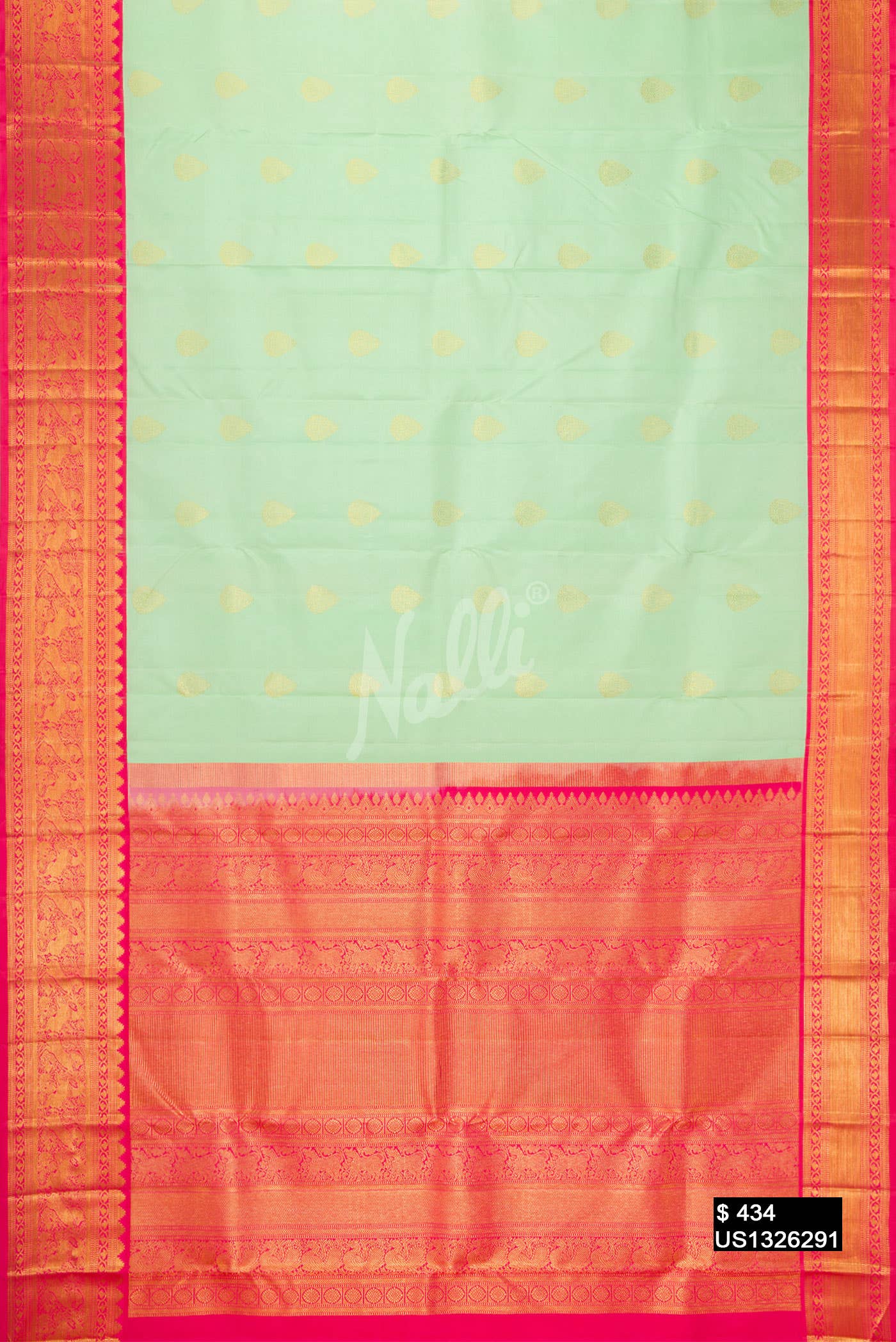 Pista Green Kanchipuram Silk Saree