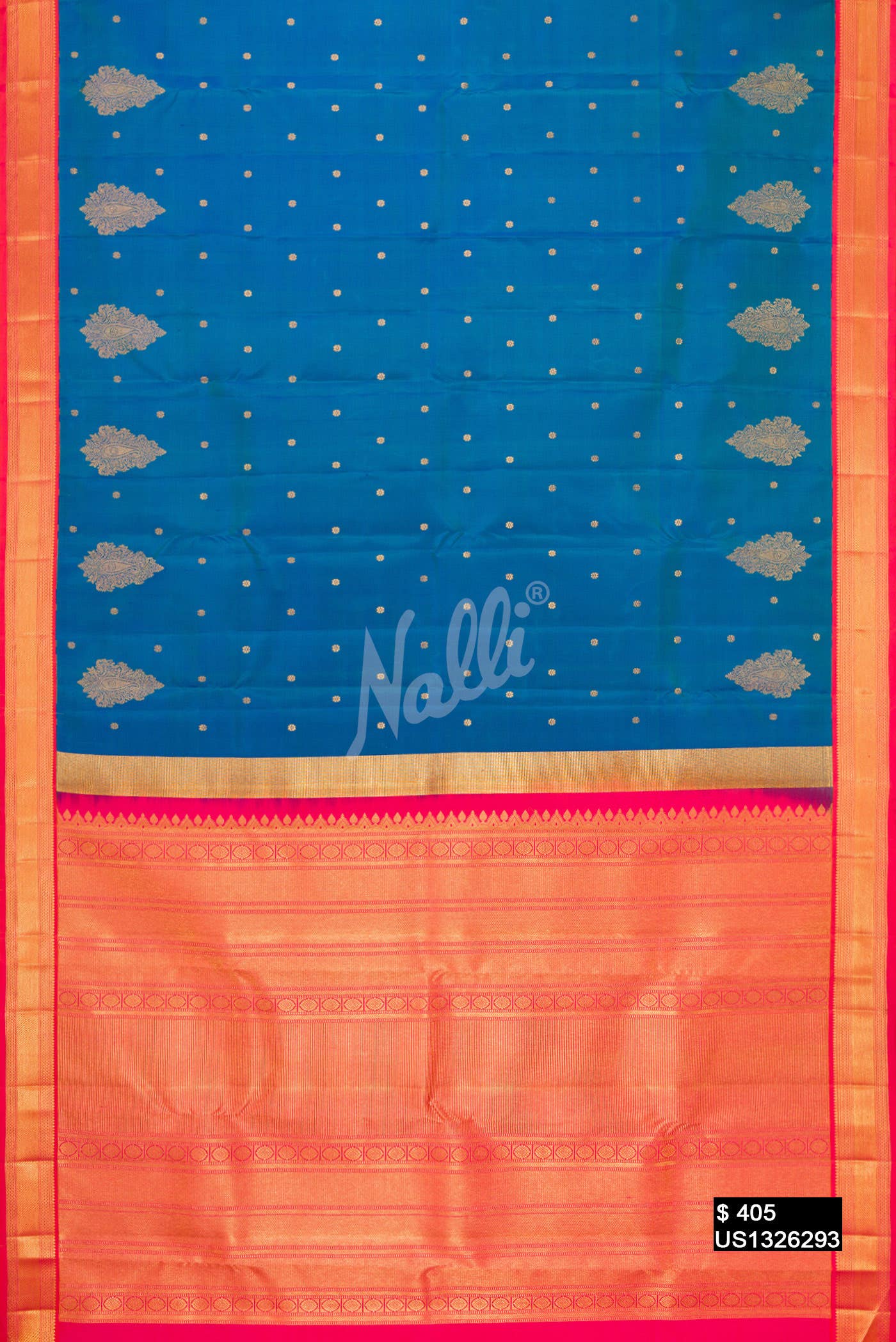 Peacock Blue Kanchipuram Silk Saree