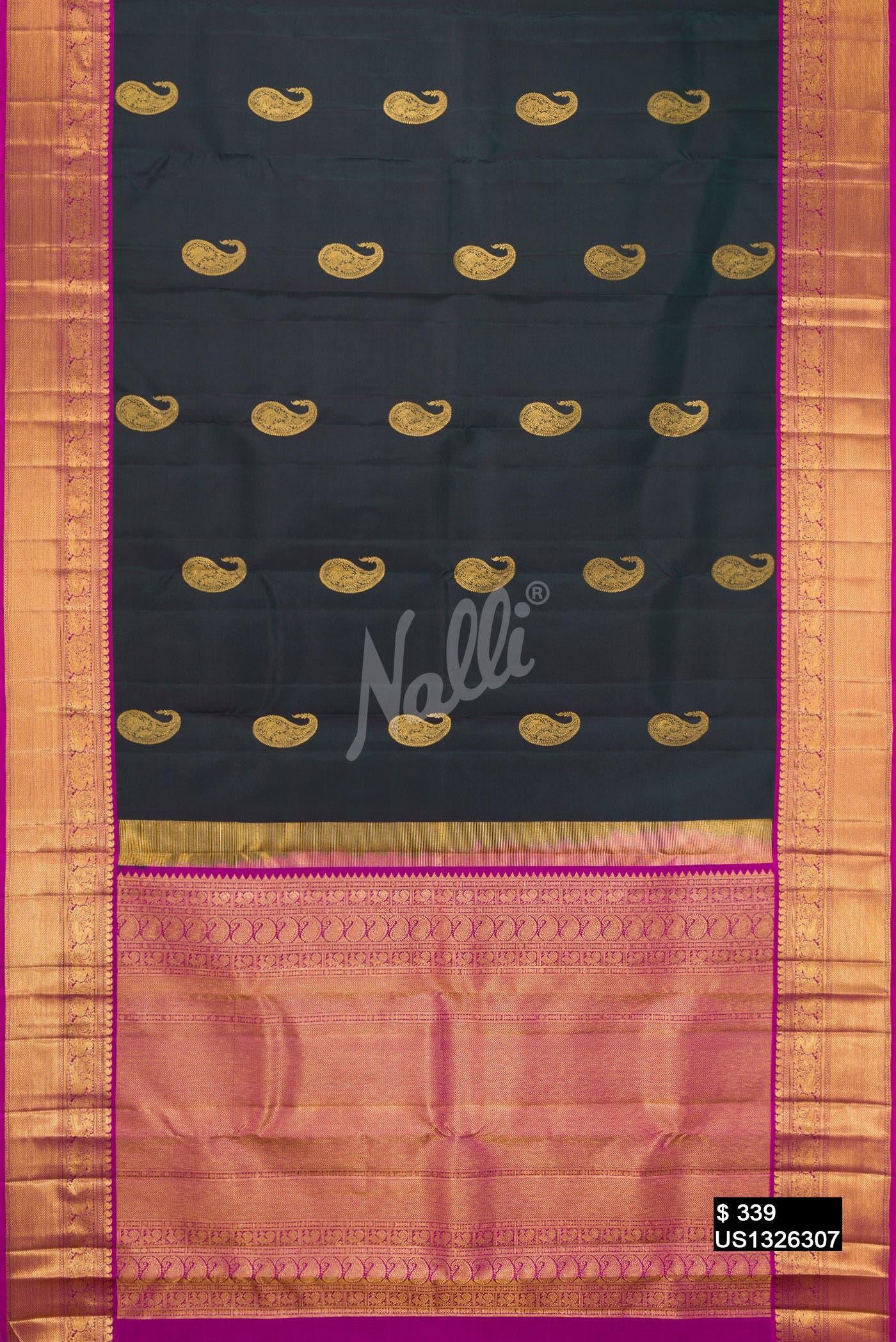 Bottle Green Kanchipuram Silk Saree