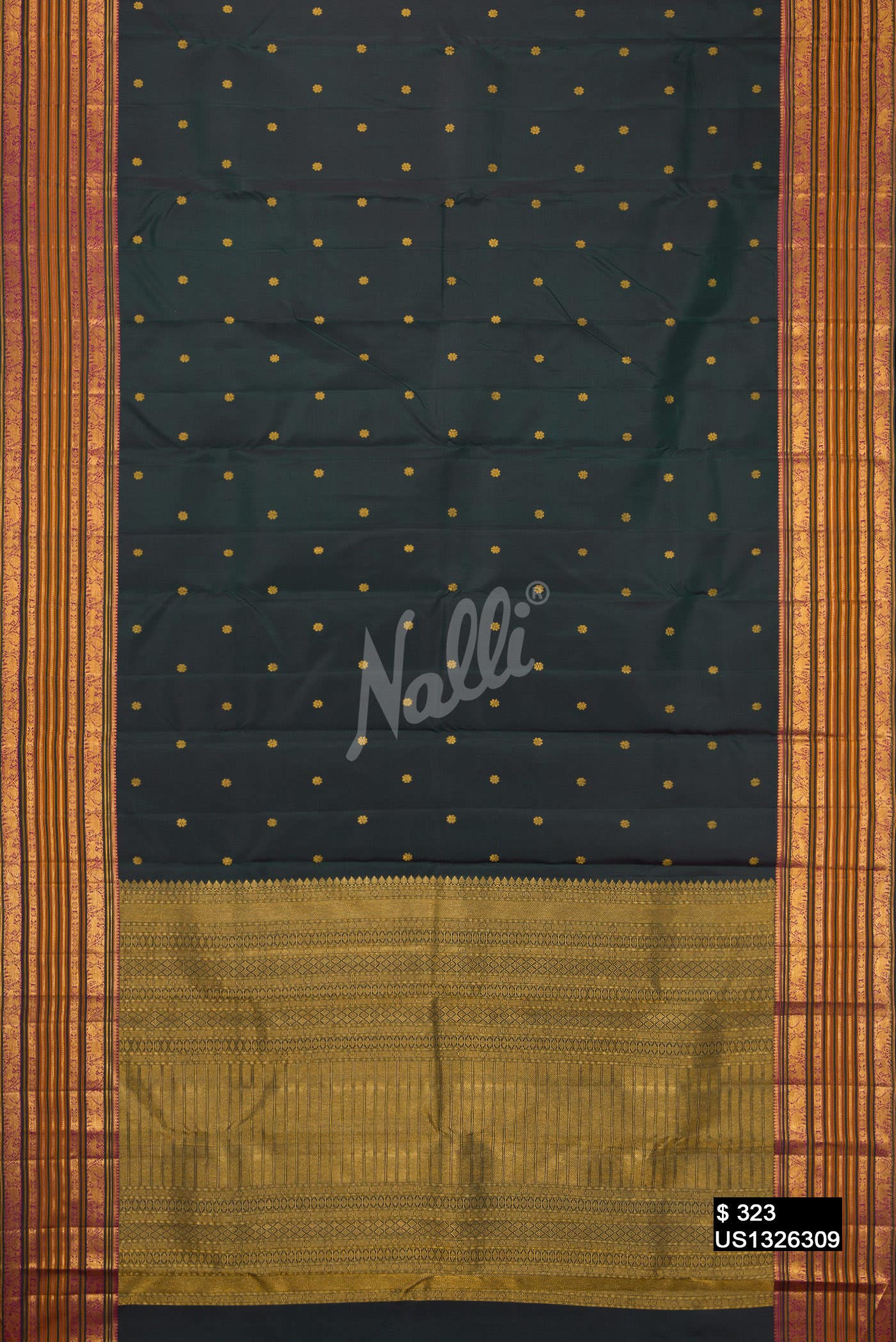 Bottle Green Kanchipuram Silk Saree