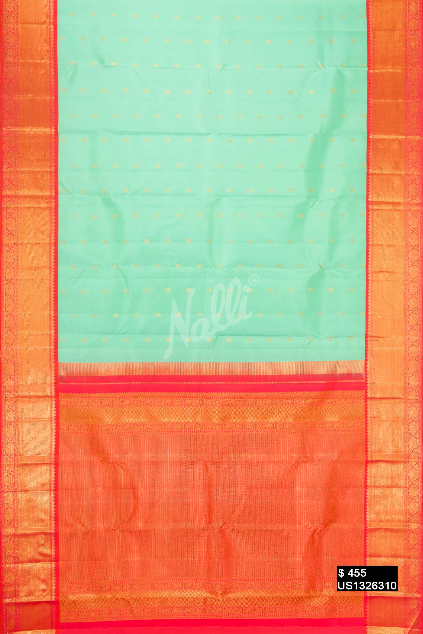 Sea Green Kanchipuram Silk Saree