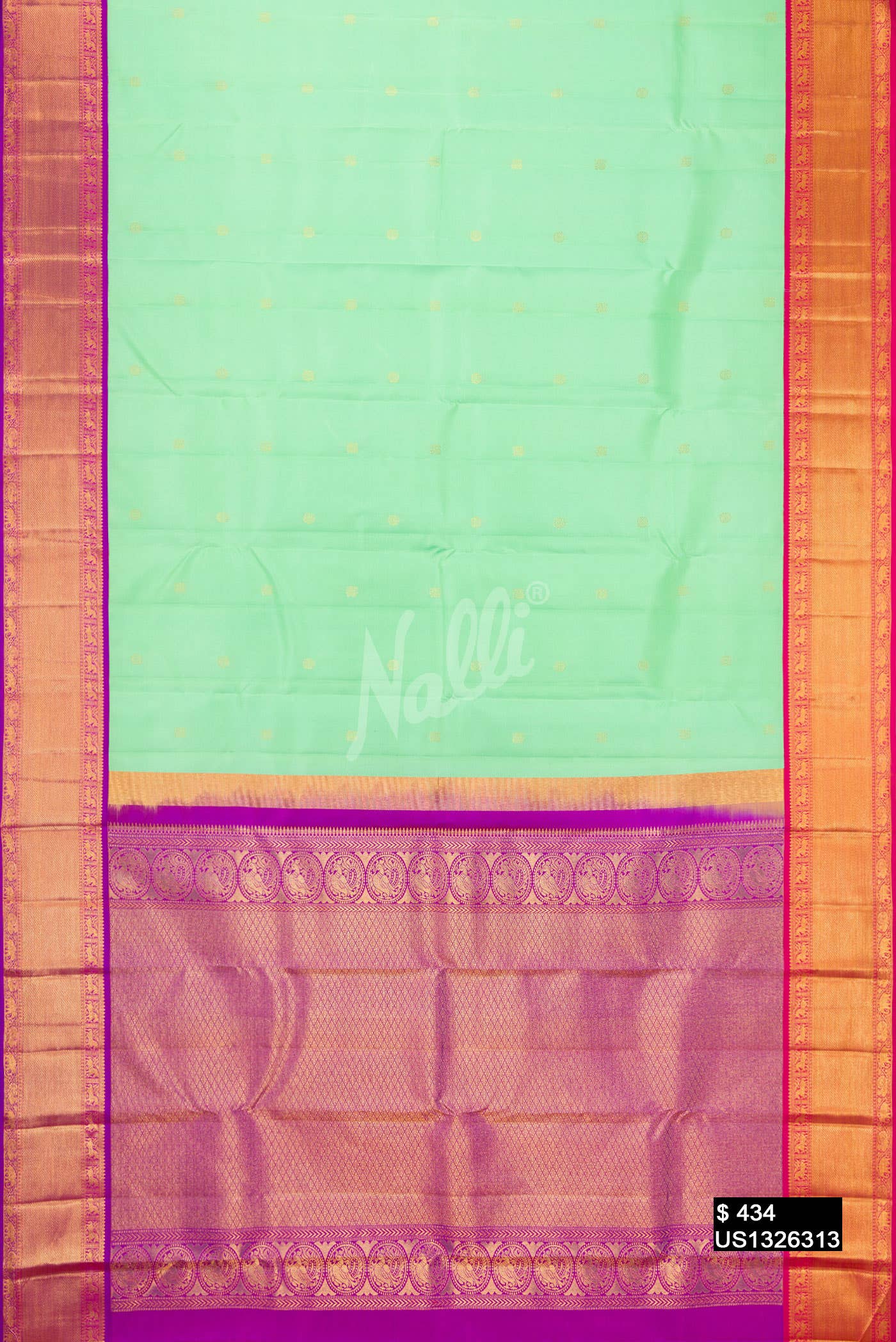 Sea Green Kanchipuram Silk Saree