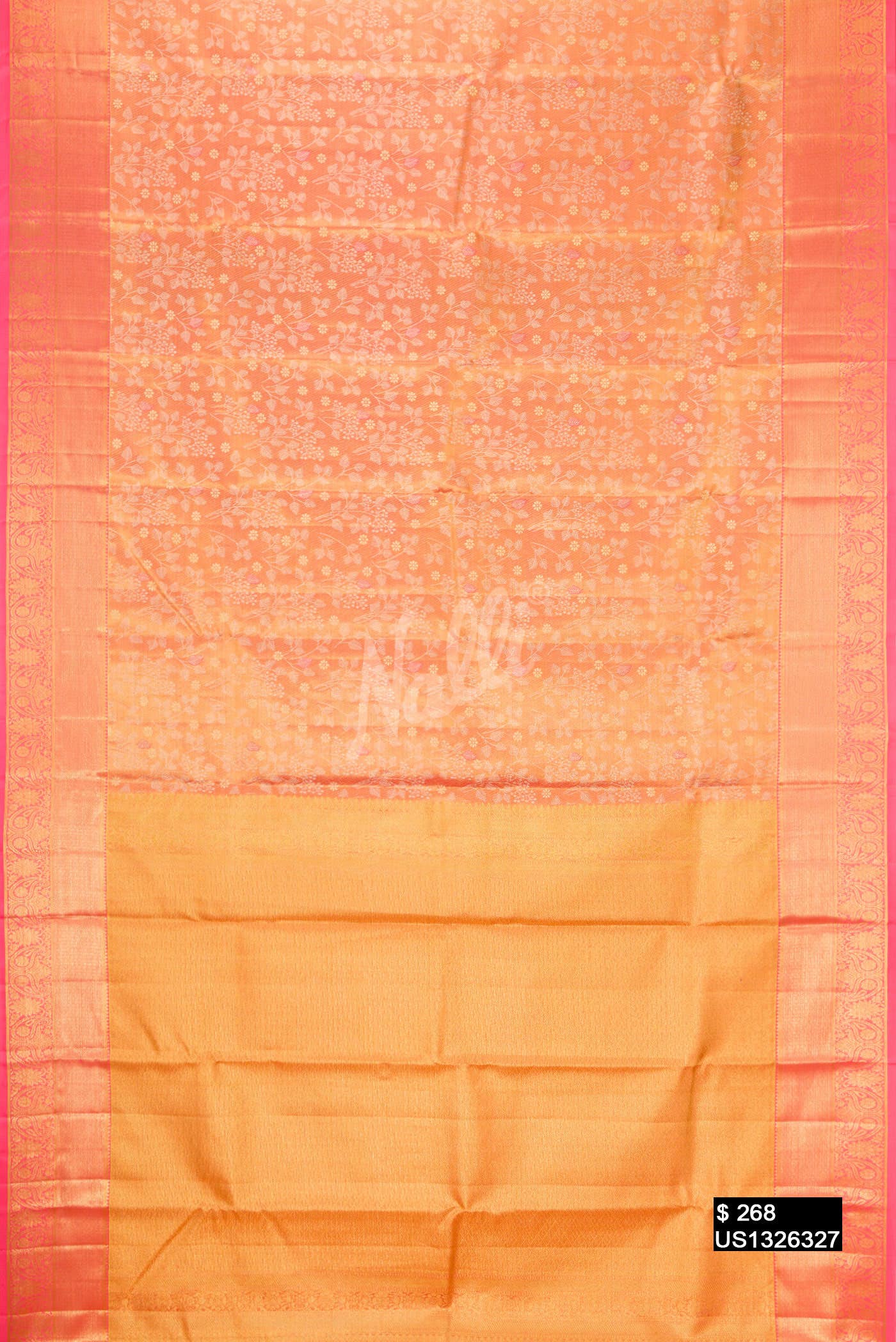 Golden Peach Kanchipuram Tissue Silk Saree