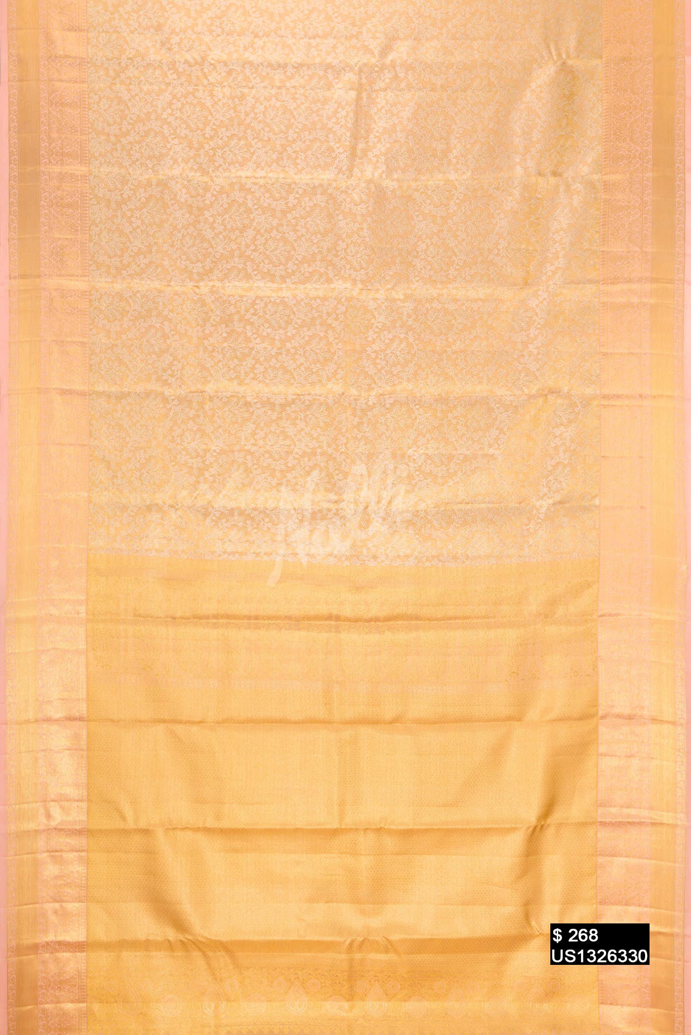 Golden Peach Kanchipuram Tissue Silk Saree