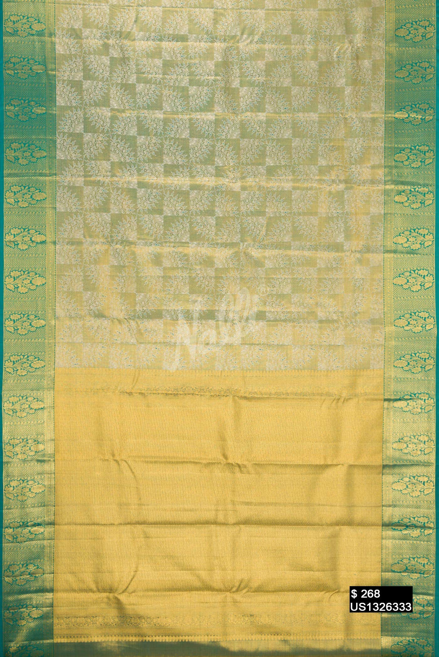 Light Green Kanchipuram Tissue Silk Saree