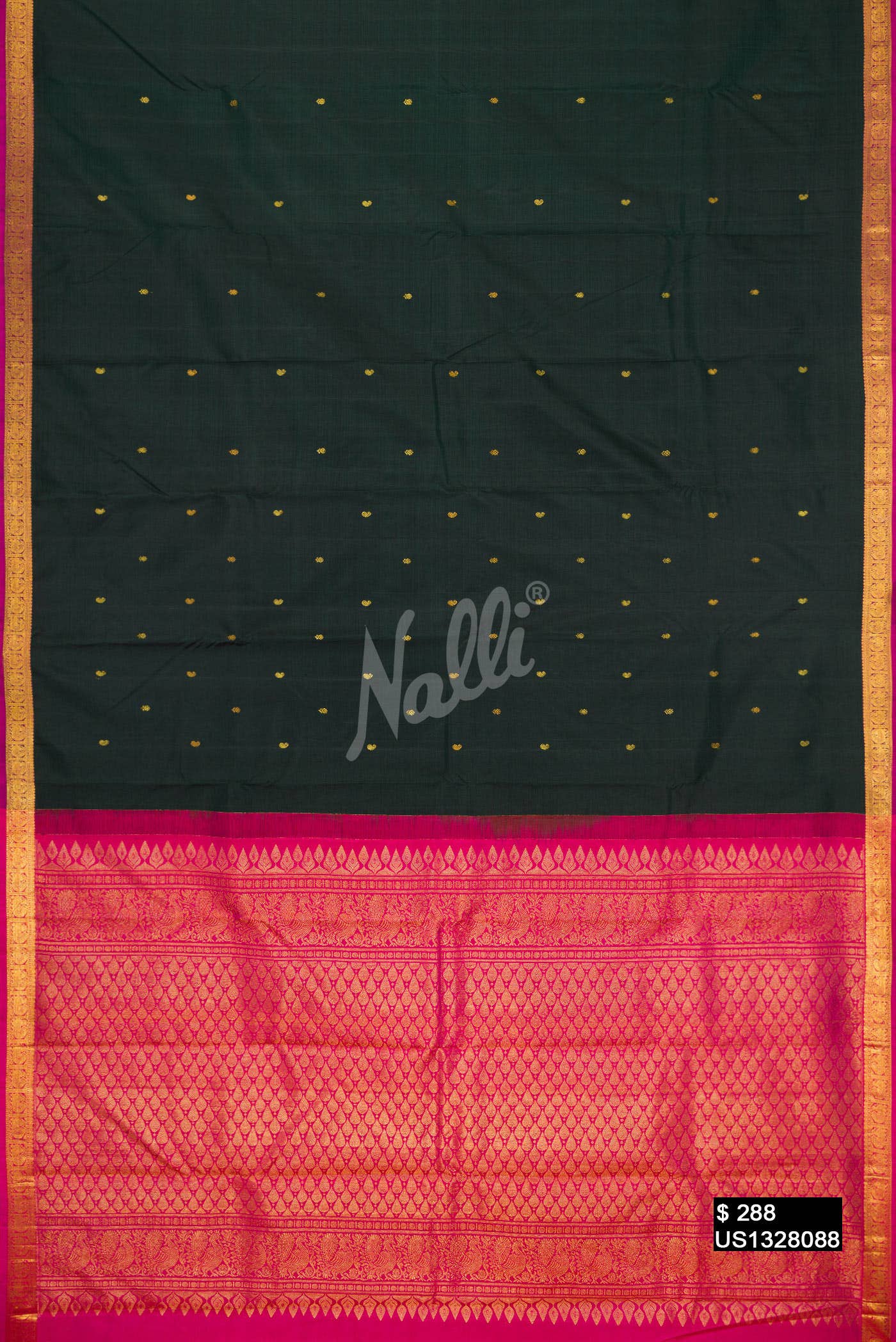 Bottle Green Kanchipuram Silk Saree