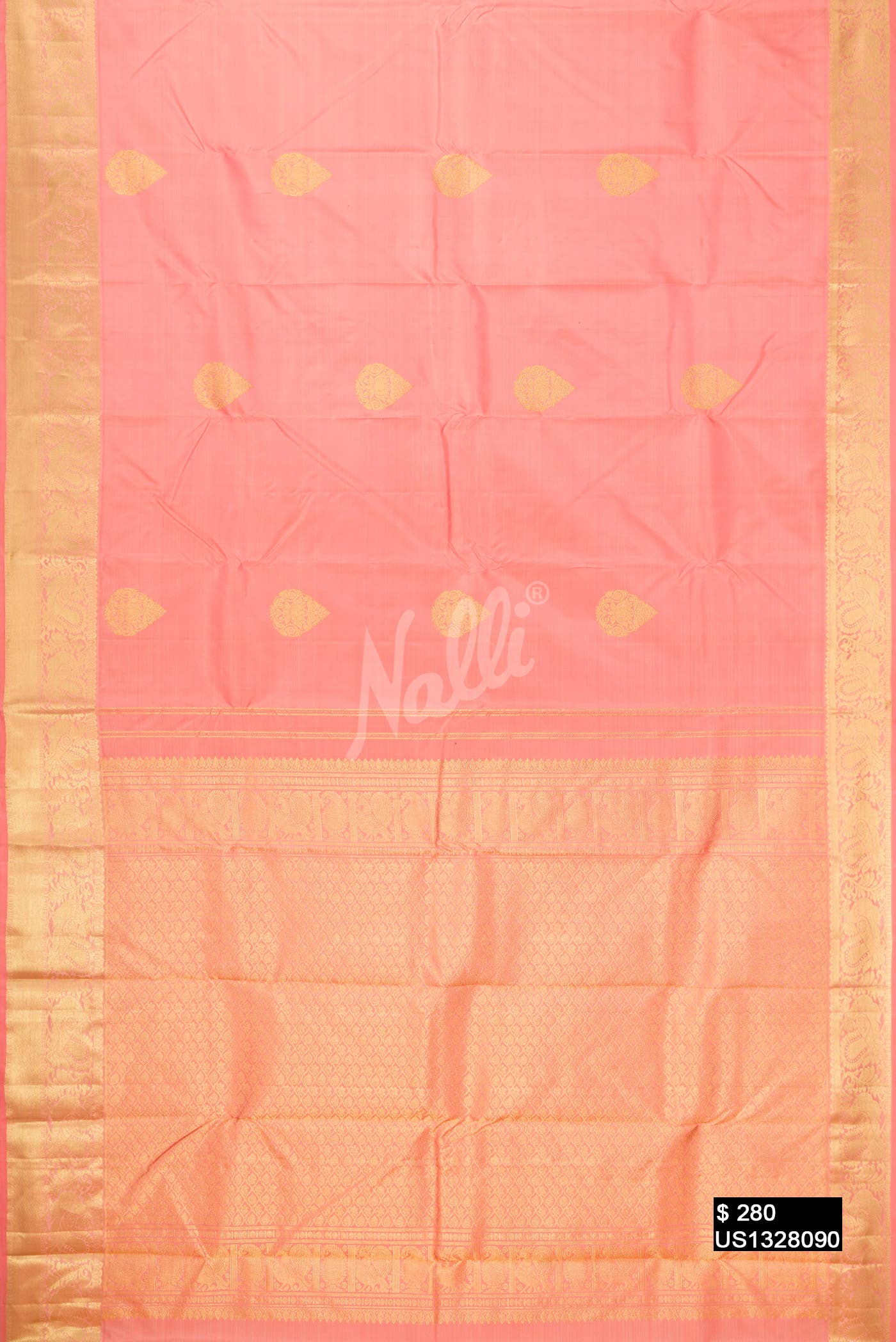 Peach Kanchipuram Silk Saree