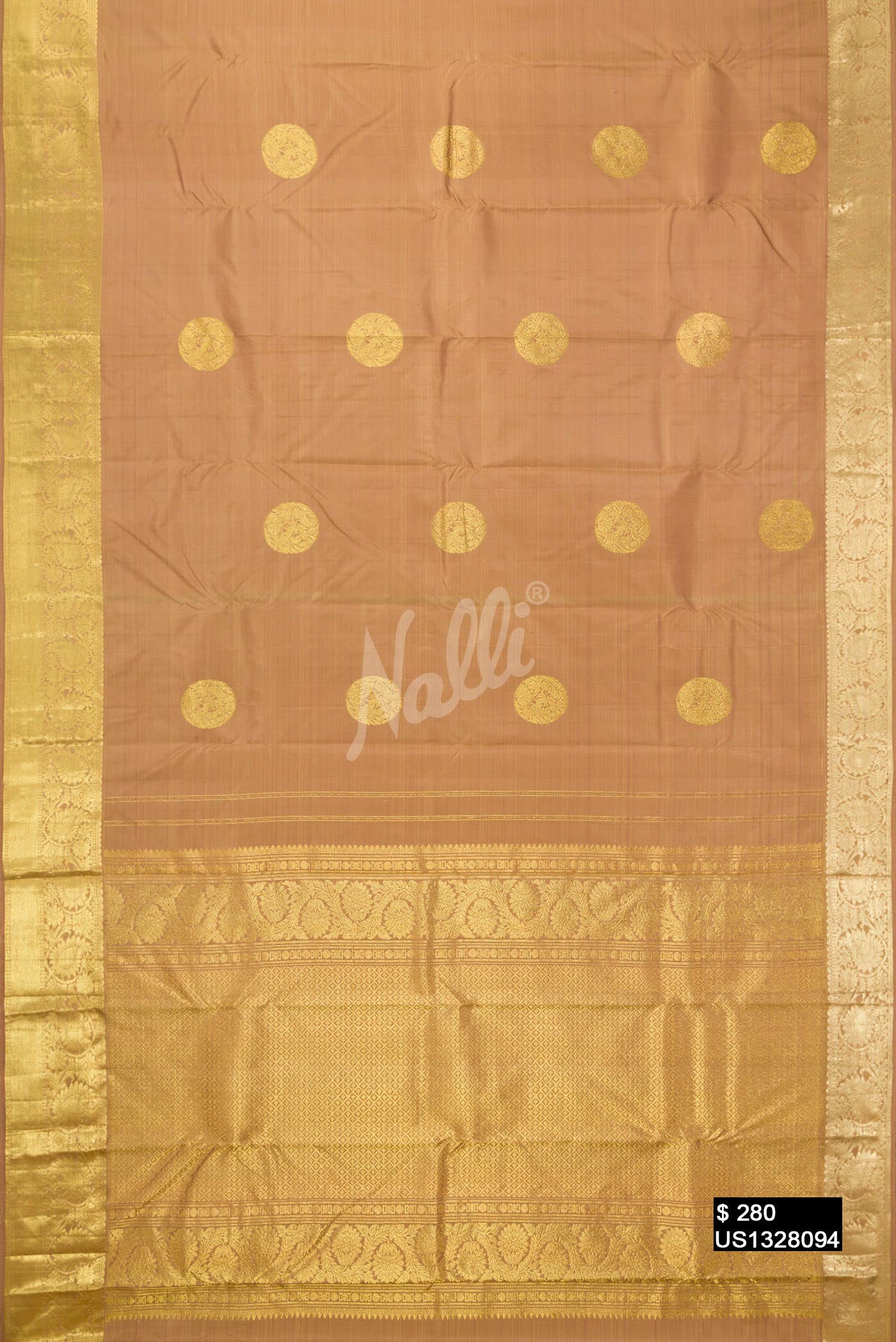 Golden Peach Kanchipuram Silk Saree