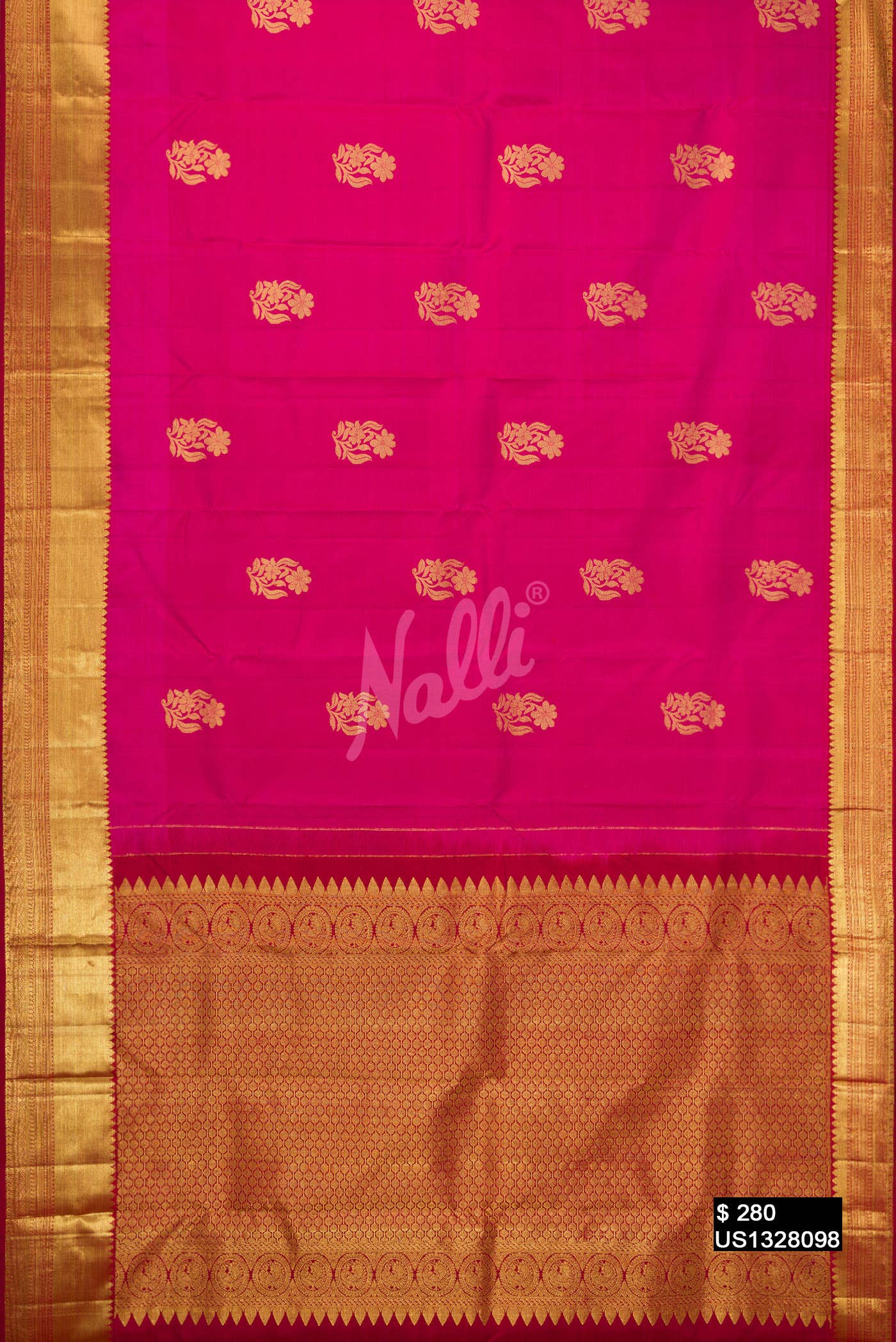 Dark Pink Kanchipuram Silk Saree