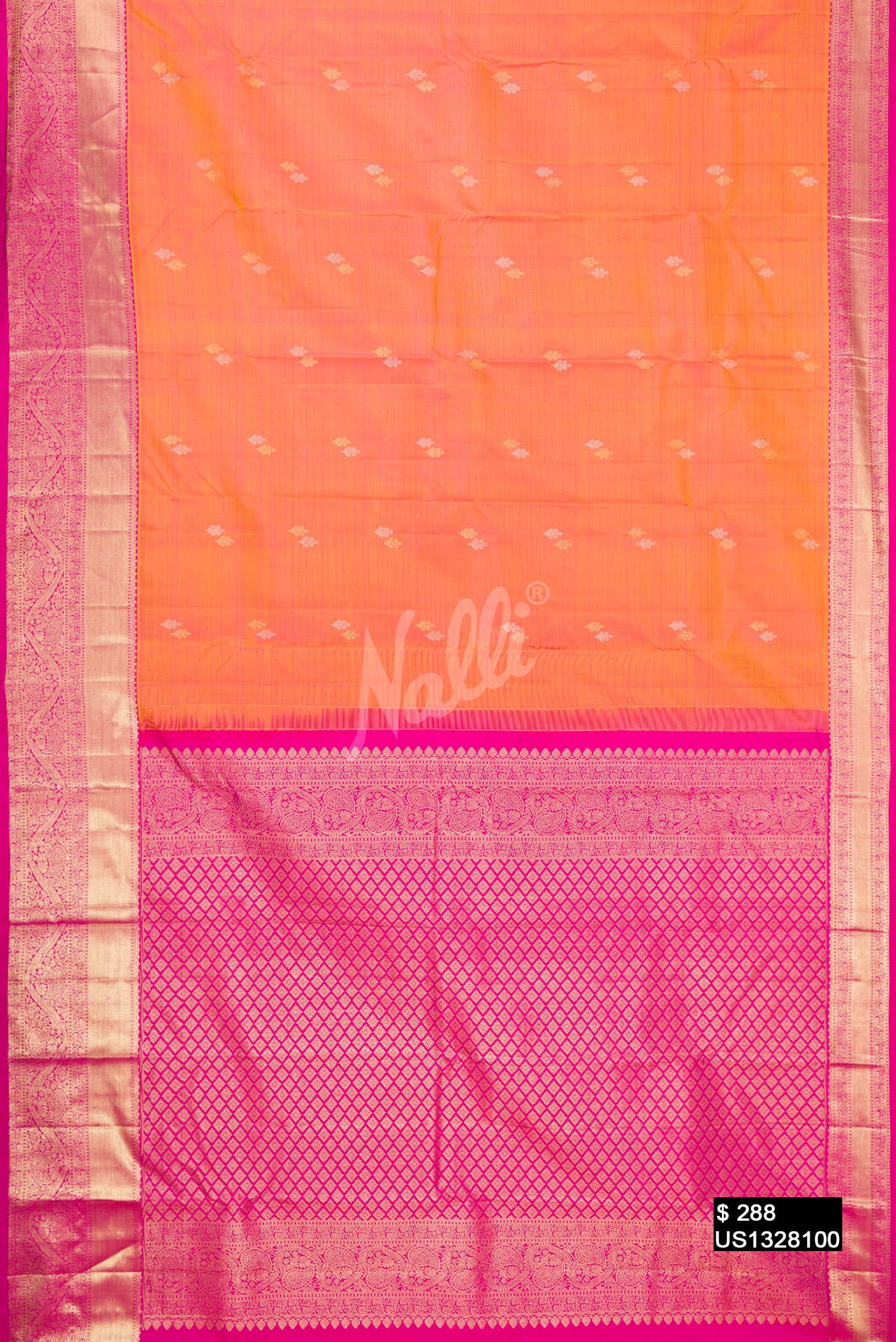 Coral Kanchipuram Silk Saree