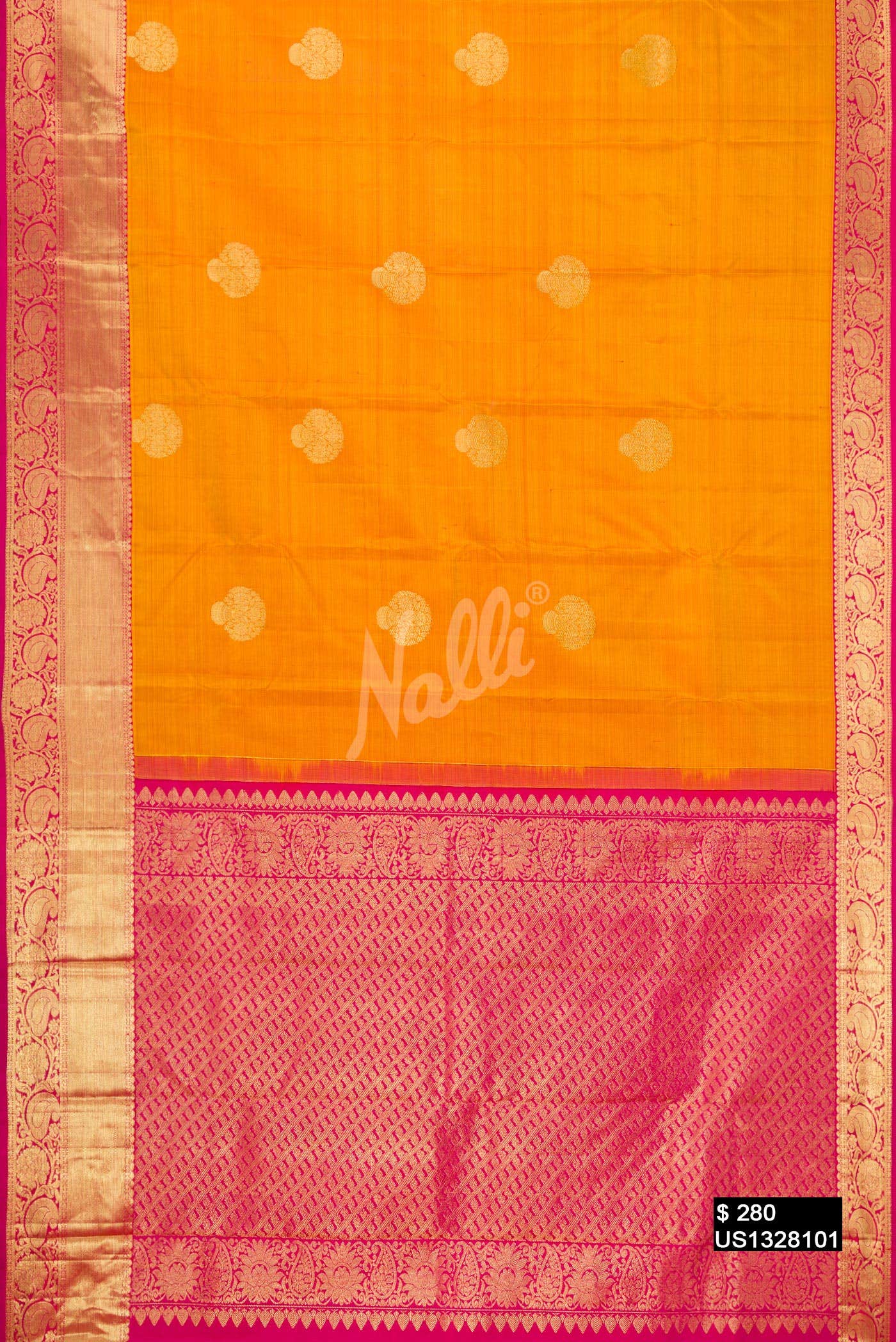 Mustard Kanchipuram Silk Saree