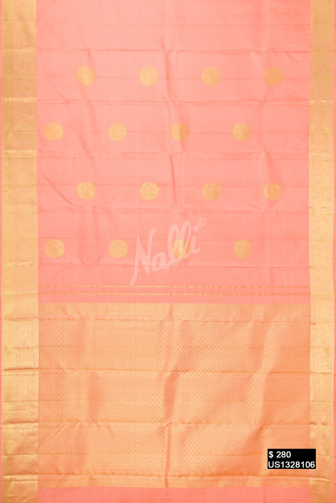 Peach Kanchipuram Silk Saree