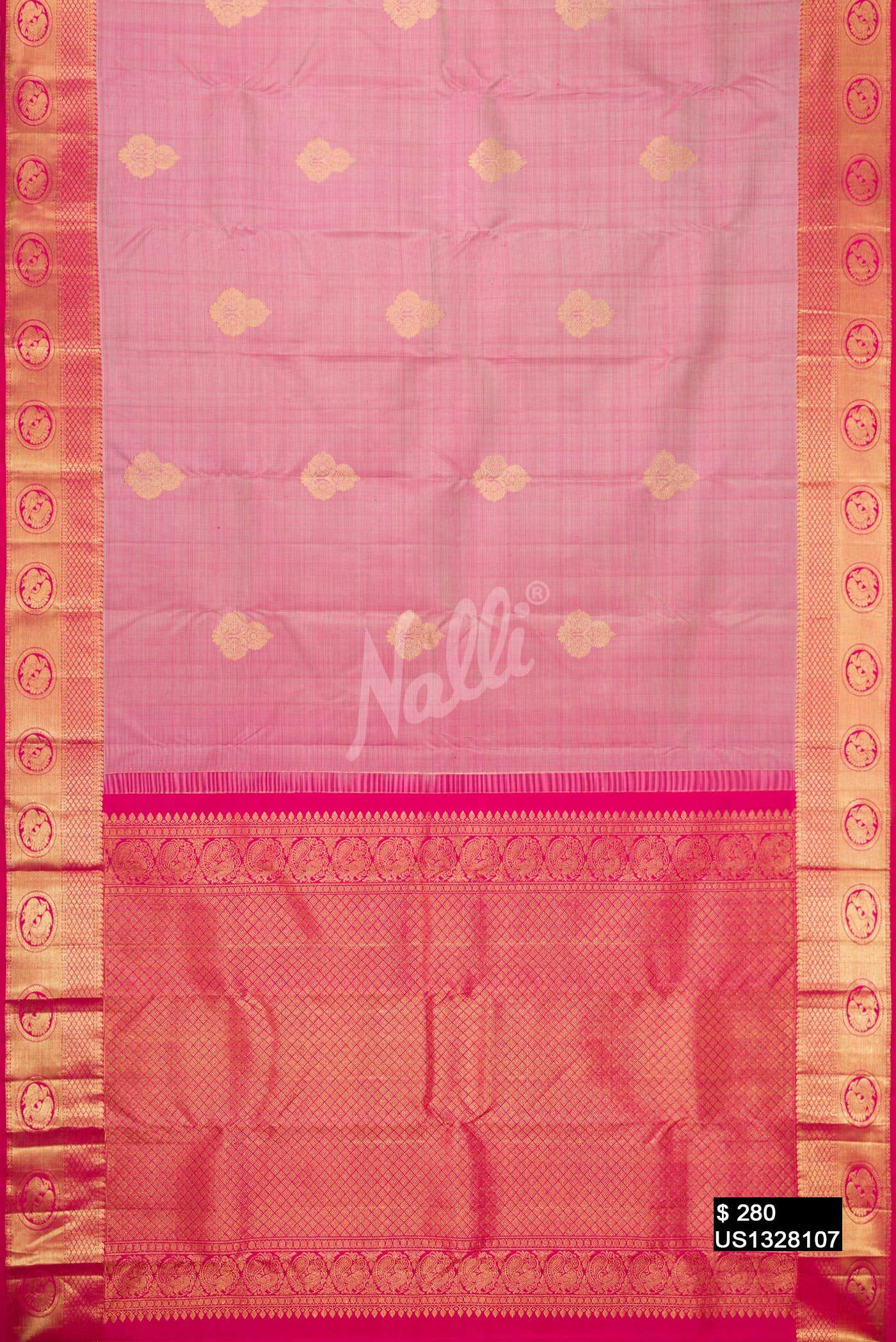 Rose Pink Kanchipuram Silk Saree
