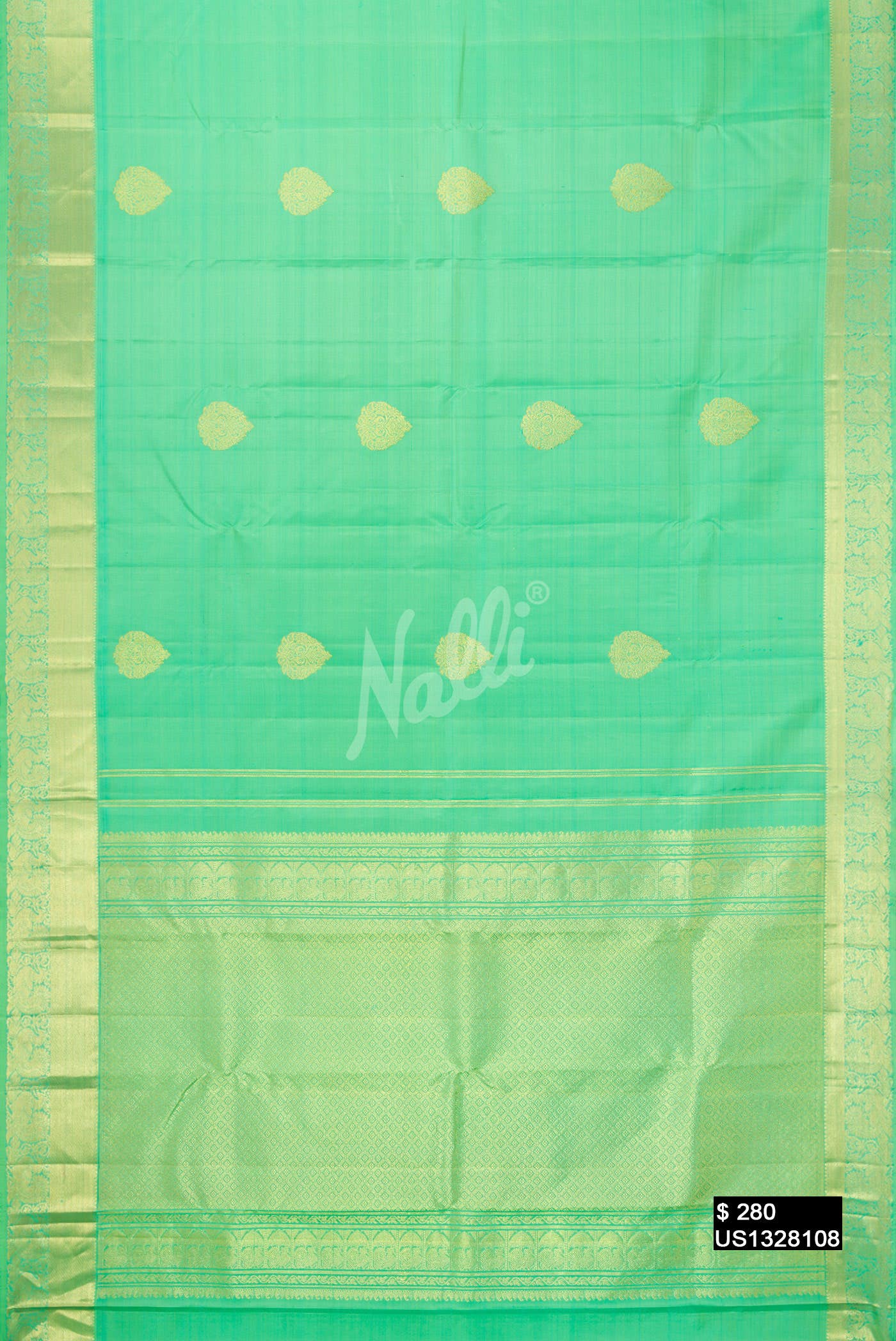 Sea Green Kanchipuram Silk Saree