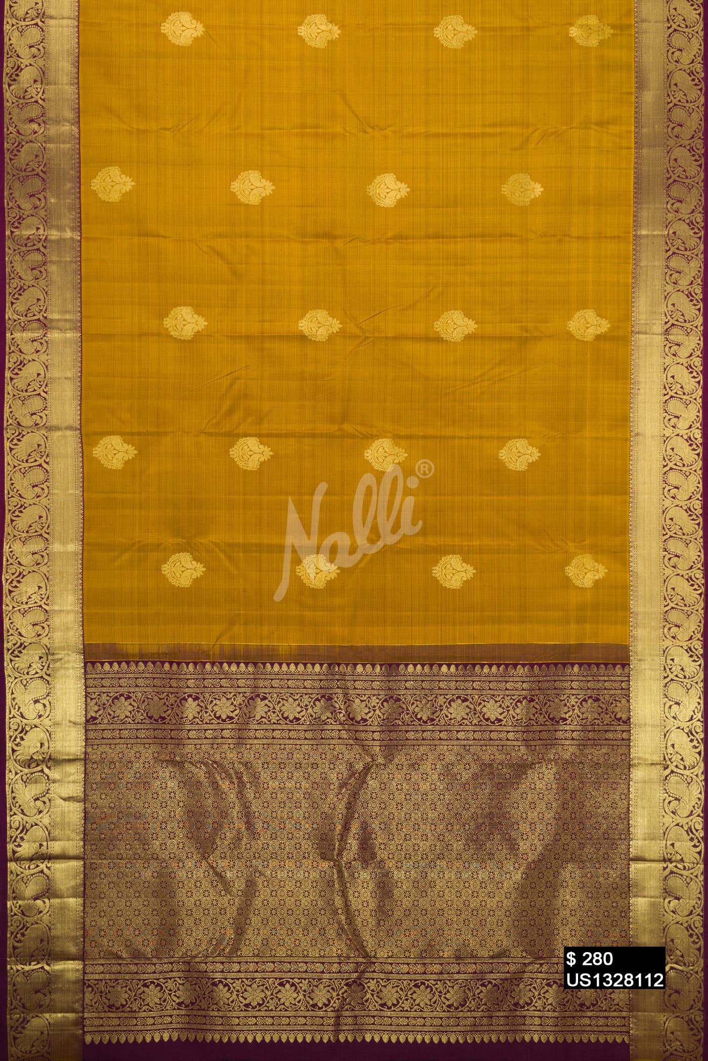 Mustard Kanchipuram Silk Saree