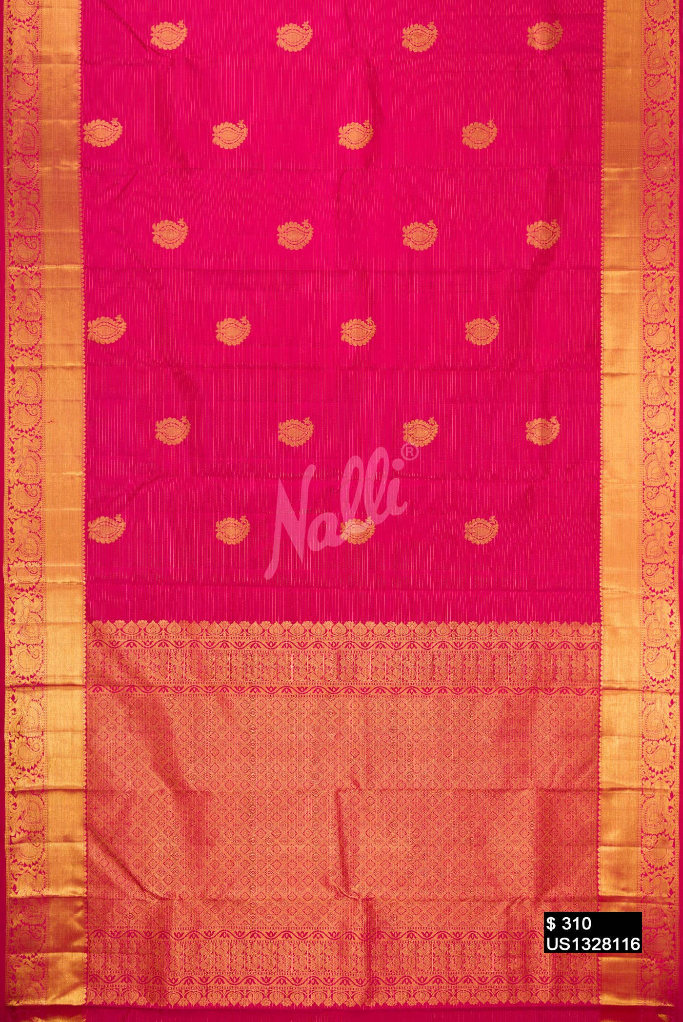 Dark Pink Kanchipuram Silk Saree
