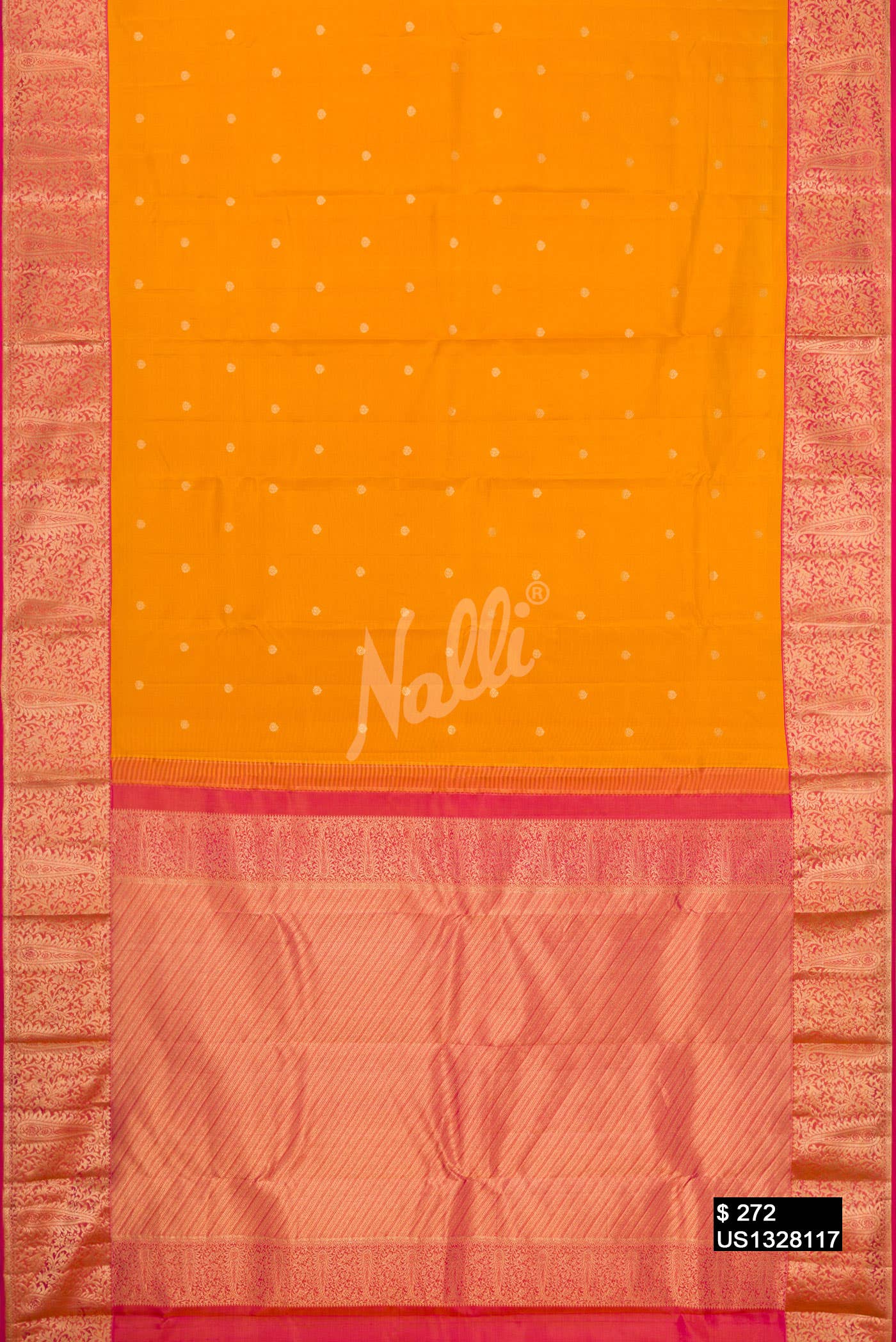 Mustard Kanchipuram Silk Saree