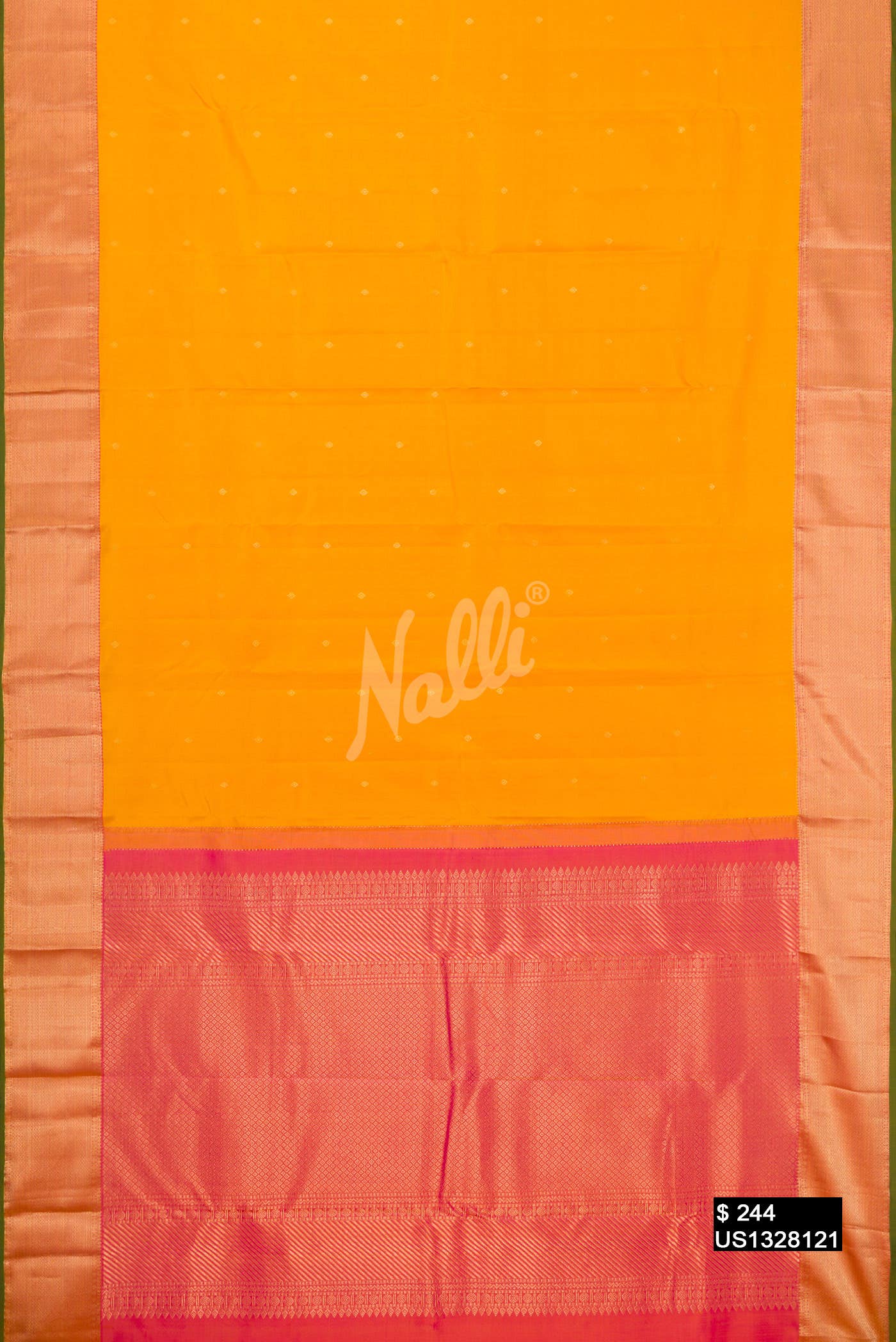 Mustard Kanchipuram Silk Saree