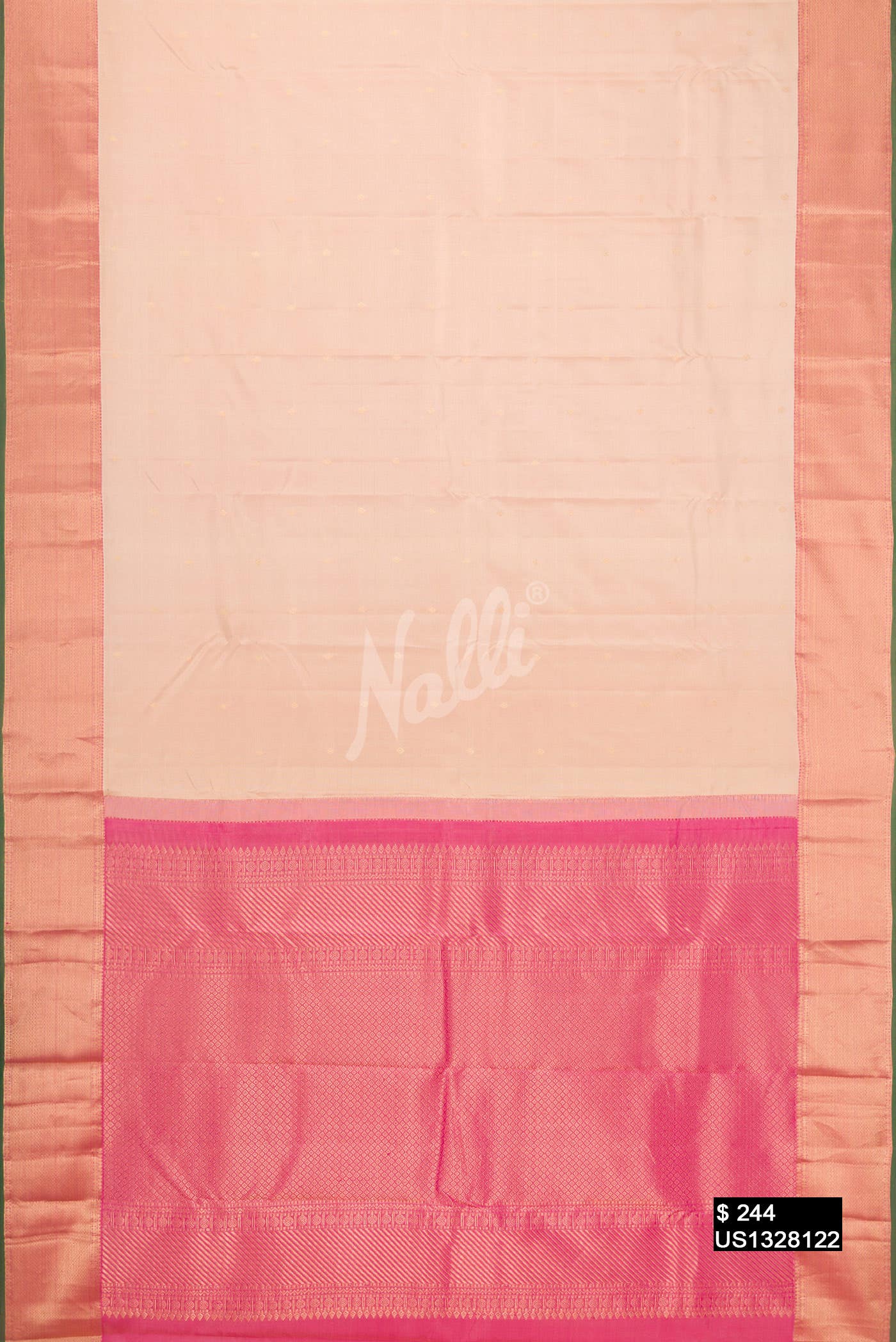 Golden Peach Kanchipuram Silk Saree