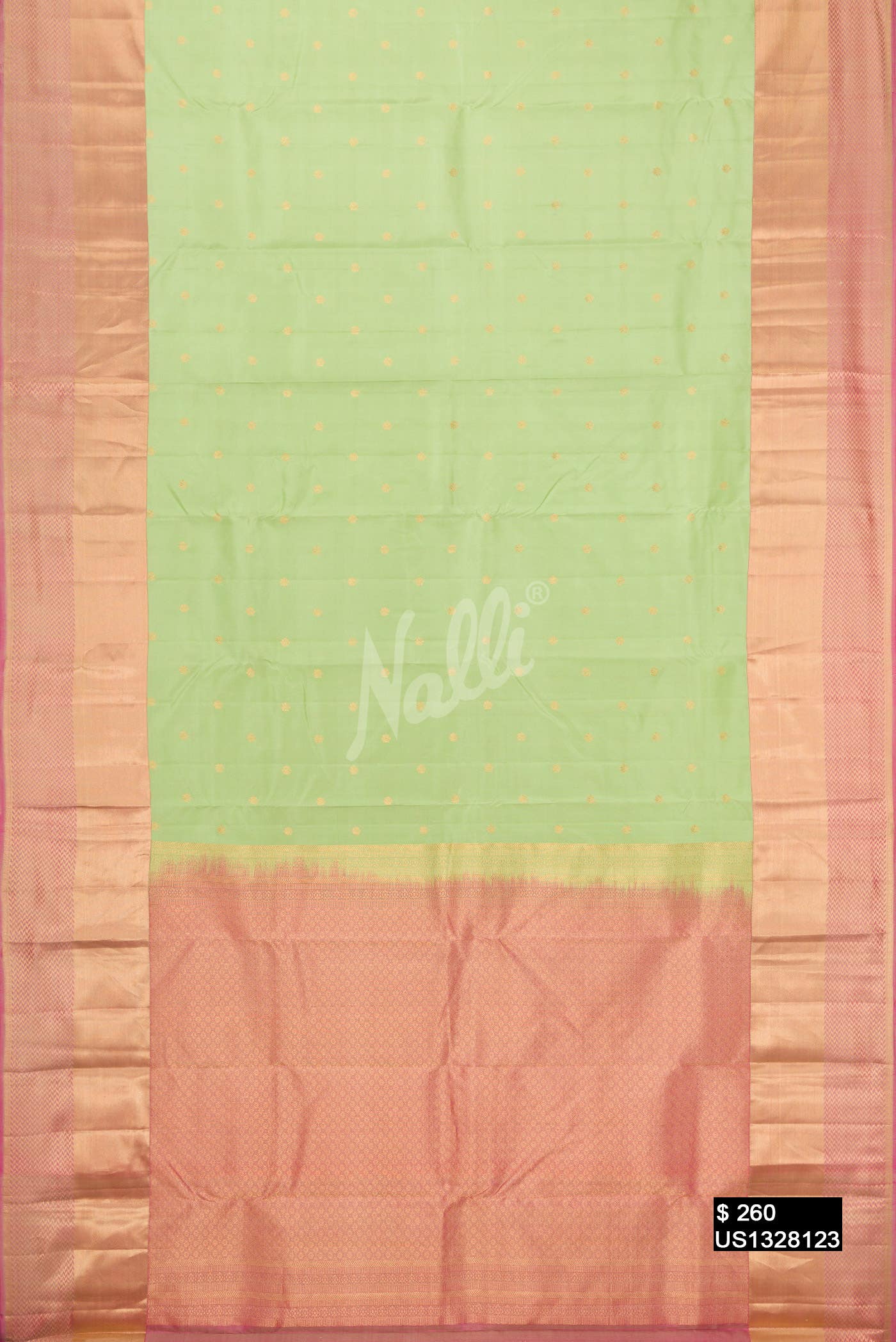 Pista Green Kanchipuram Silk Saree